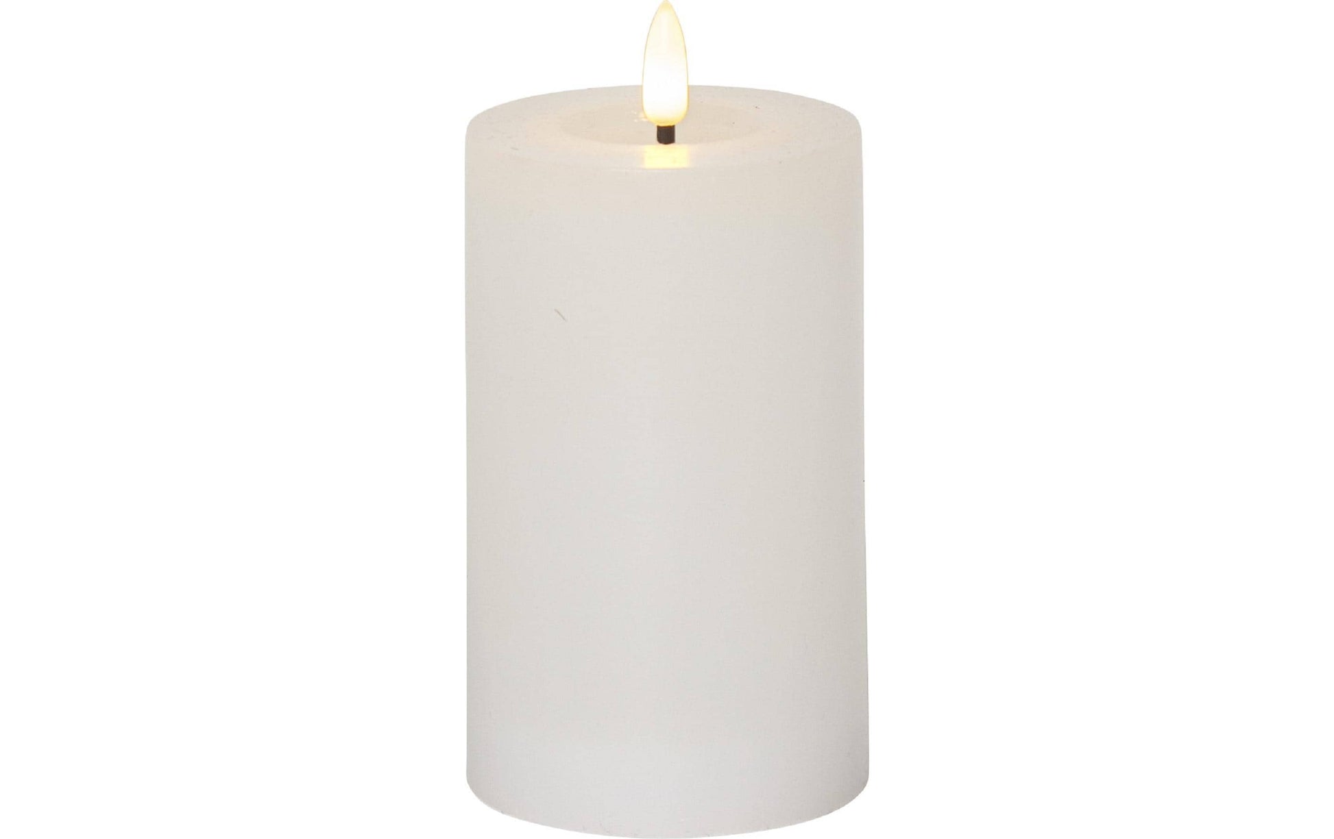 Star Trading LED-Kerze – Ø 7,5 × 15 cm – batteriebetrieben, weiss, flackernd, Timer 6/18 h