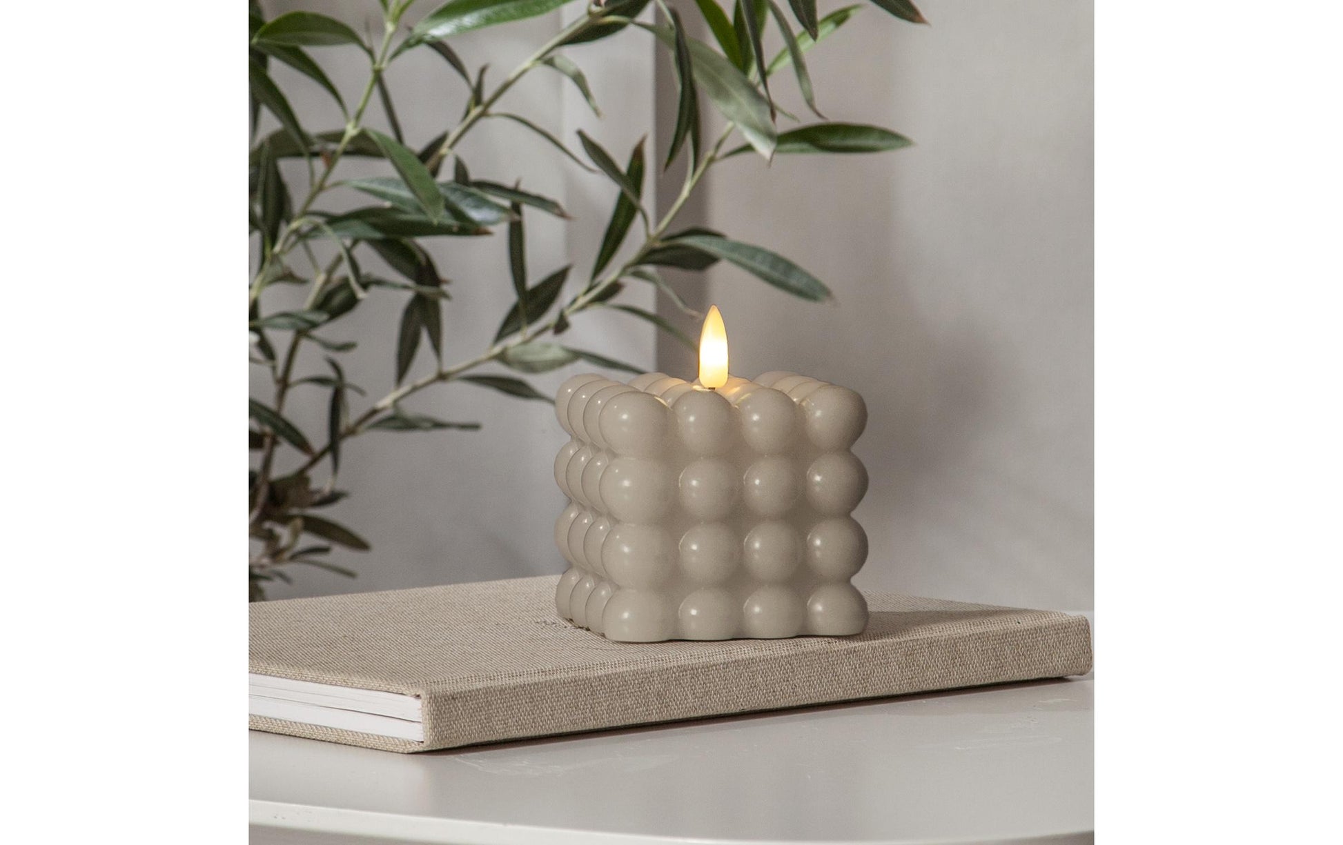 Star Trading LED-Kerze – Ø 7,5 × 9,5 cm – Wachs, beige