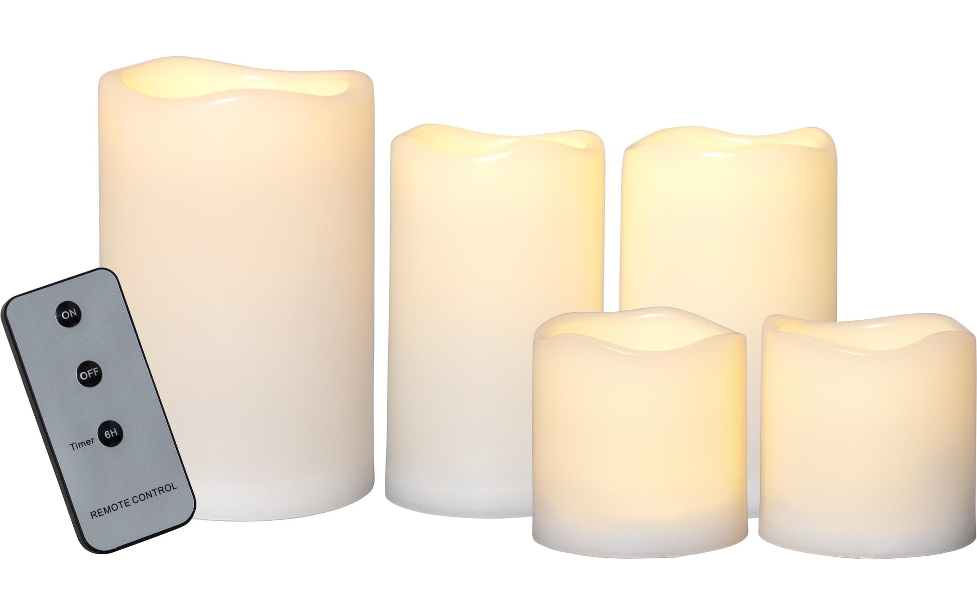 Star Trading LED-Säulenkerze Aussen – Batteriebetrieb – Timer 6/18 h, Flackernd, Fernbedienung – Beige, Kunststoff