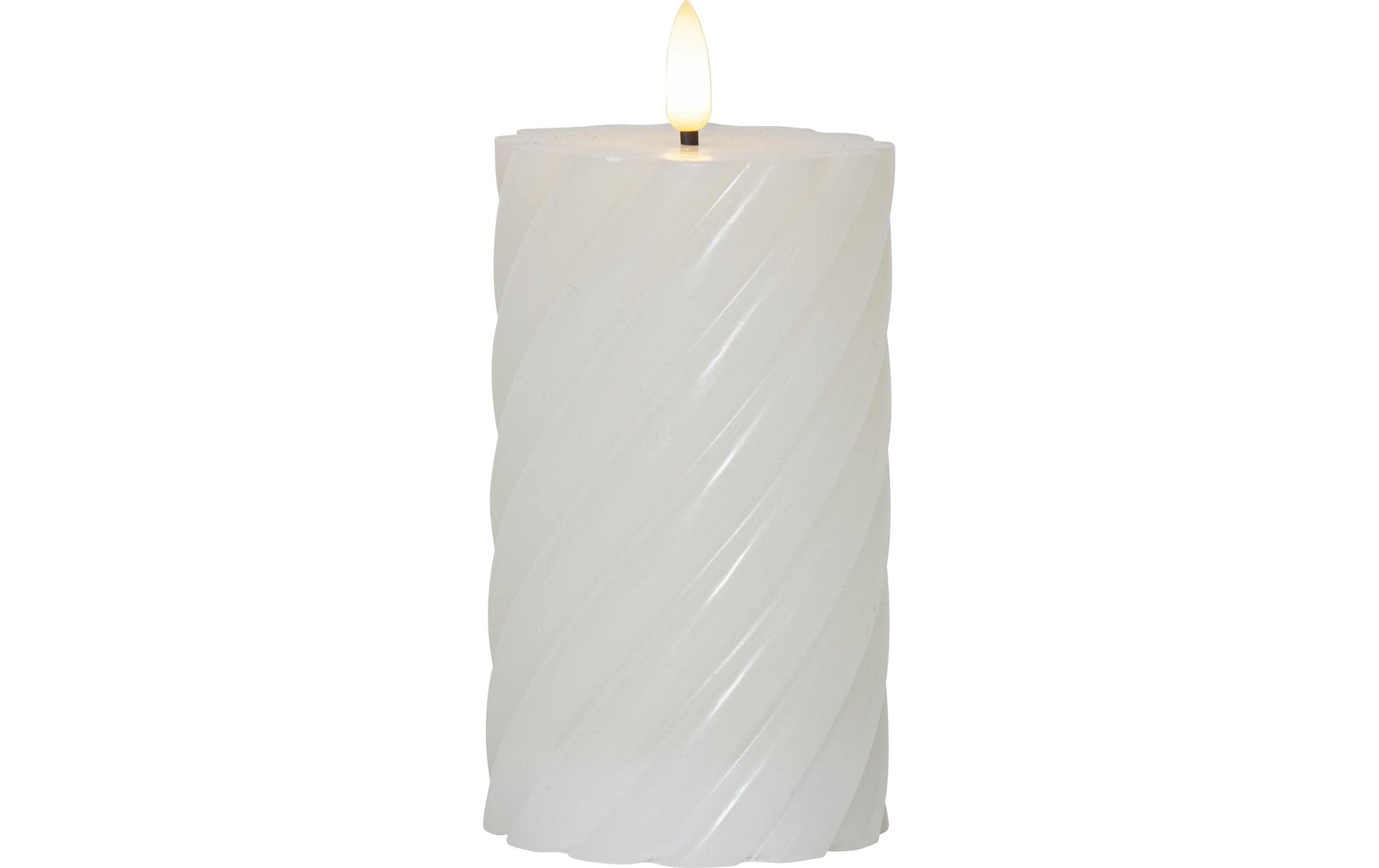 Star Trading LED-Kerze – Ø 7,5 × 15 cm – Wachs, weiss, flackernd