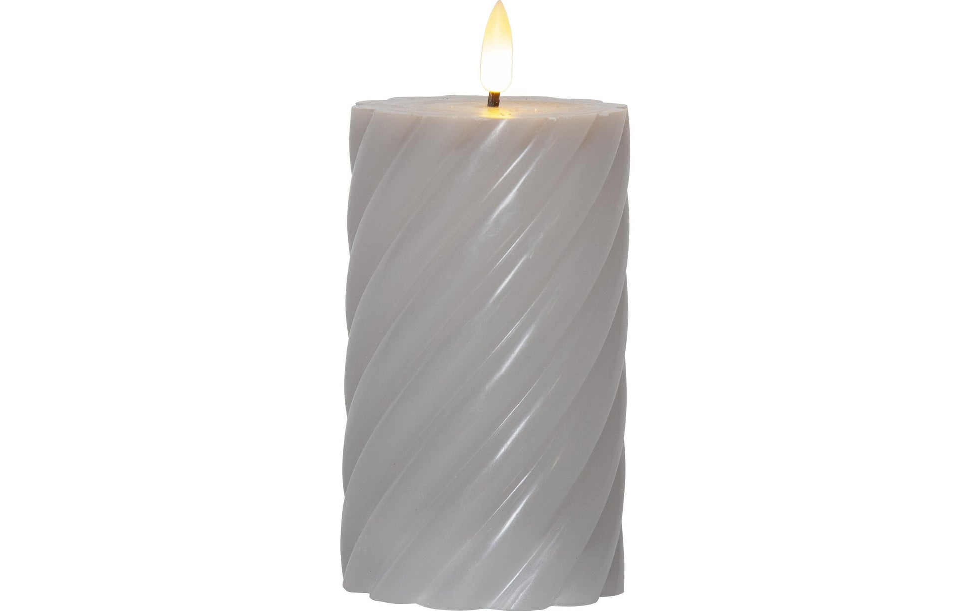 Star Trading LED-Kerze – Ø 7,5 × 15 cm – Wachs, Grau