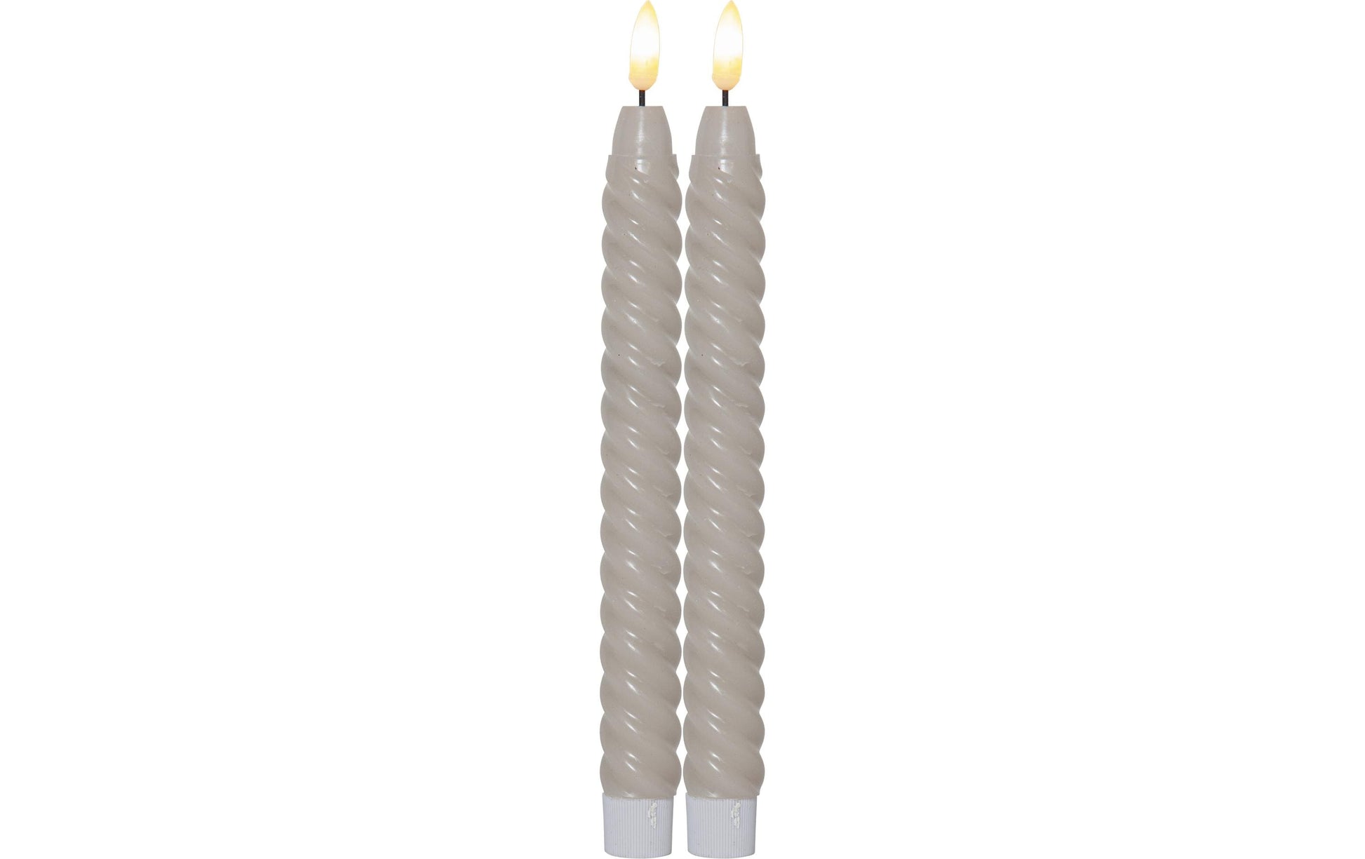 Star Trading LED-Teelicht Dinner Kerze Flamme Swirl – 2er Pack, Ø 2,3 × 25 cm, Warmweiss, Beige, Timer