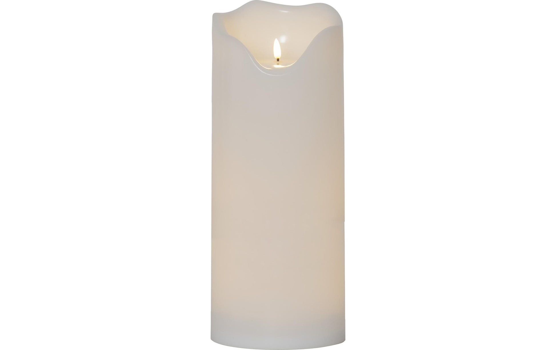 Star Trading LED-Säulenkerze Aussen Flamme Grand – Ø 16 cm – Warmweiss – IP44 – Batteriebetrieb – Timer 6/18 h