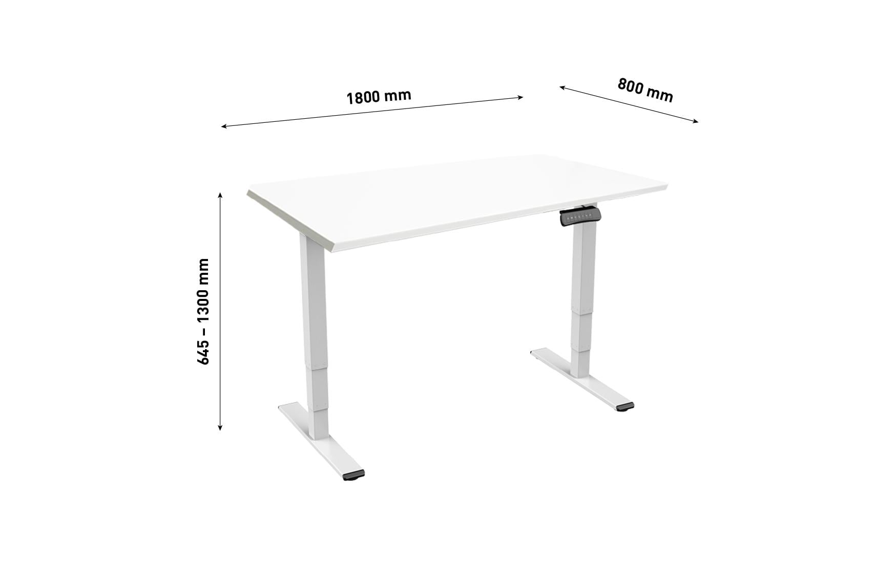 Contini Stehtisch – 180 × 80 × 130 cm – weiss – höhenverstellbar