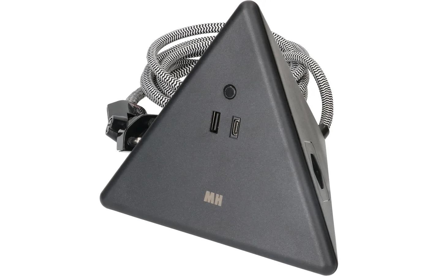Max Hauri AG Max Hauri Steckdosenleiste, 2×T13, 1×USB‑A + 1×USB‑C, 2,5 m, Eingang T12, Überstromschutz – Schwarz