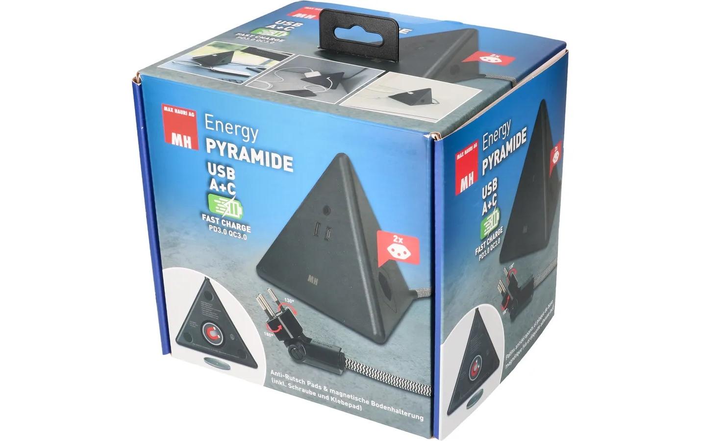 Max Hauri AG Max Hauri Steckdosenleiste, 2×T13, 1×USB‑A + 1×USB‑C, 2,5 m, Eingang T12, Überstromschutz – Schwarz