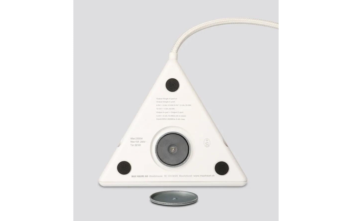 Max Hauri AG Max Hauri – Steckdosenleiste, 2× T13, 1× USB‑A, 1× USB‑C, 2,5 m, Stecker T12, weiss, ohne Schalter