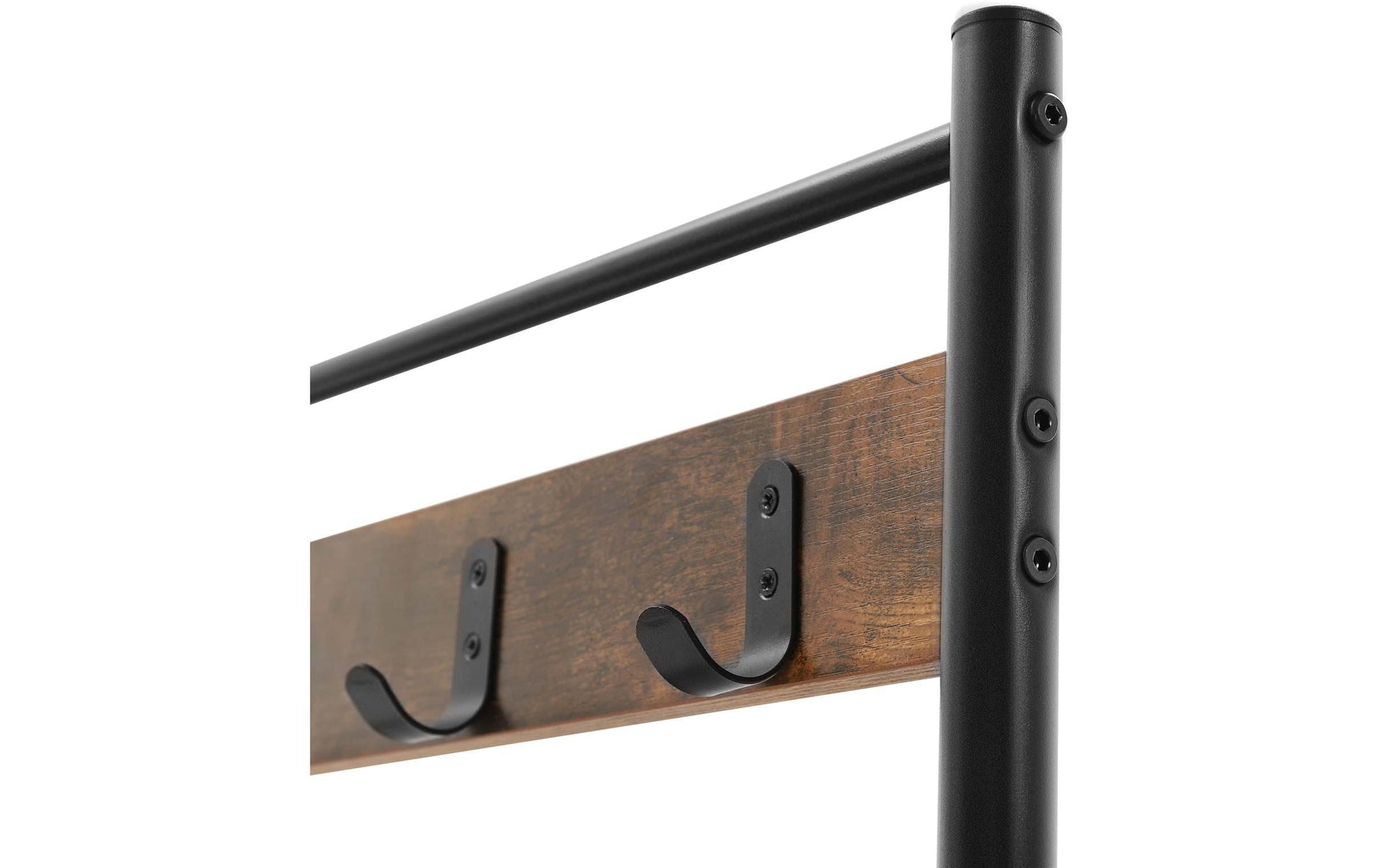 Vasagle Garderobe mit Schuhregal – 10 Haken, Spanplatte, Braun/Schwarz, 70 × 32 × 175 cm