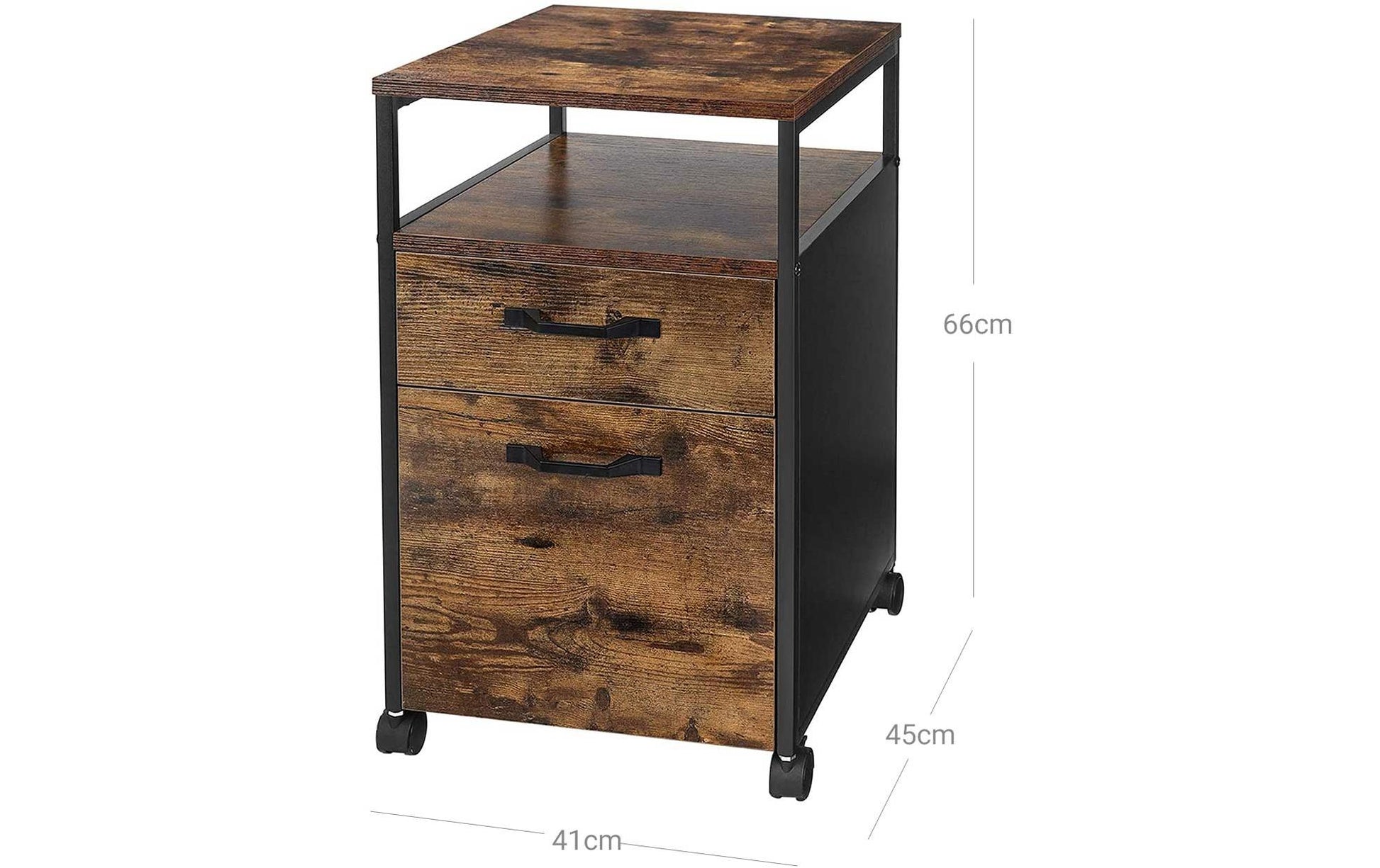 Vasagle Aktenschrank – Holz, Schwarz-Braun, 41 × 66 × 45 cm