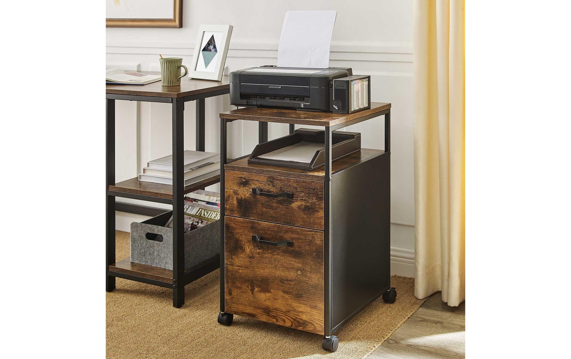 Vasagle Aktenschrank – Holz, Schwarz-Braun, 41 × 66 × 45 cm
