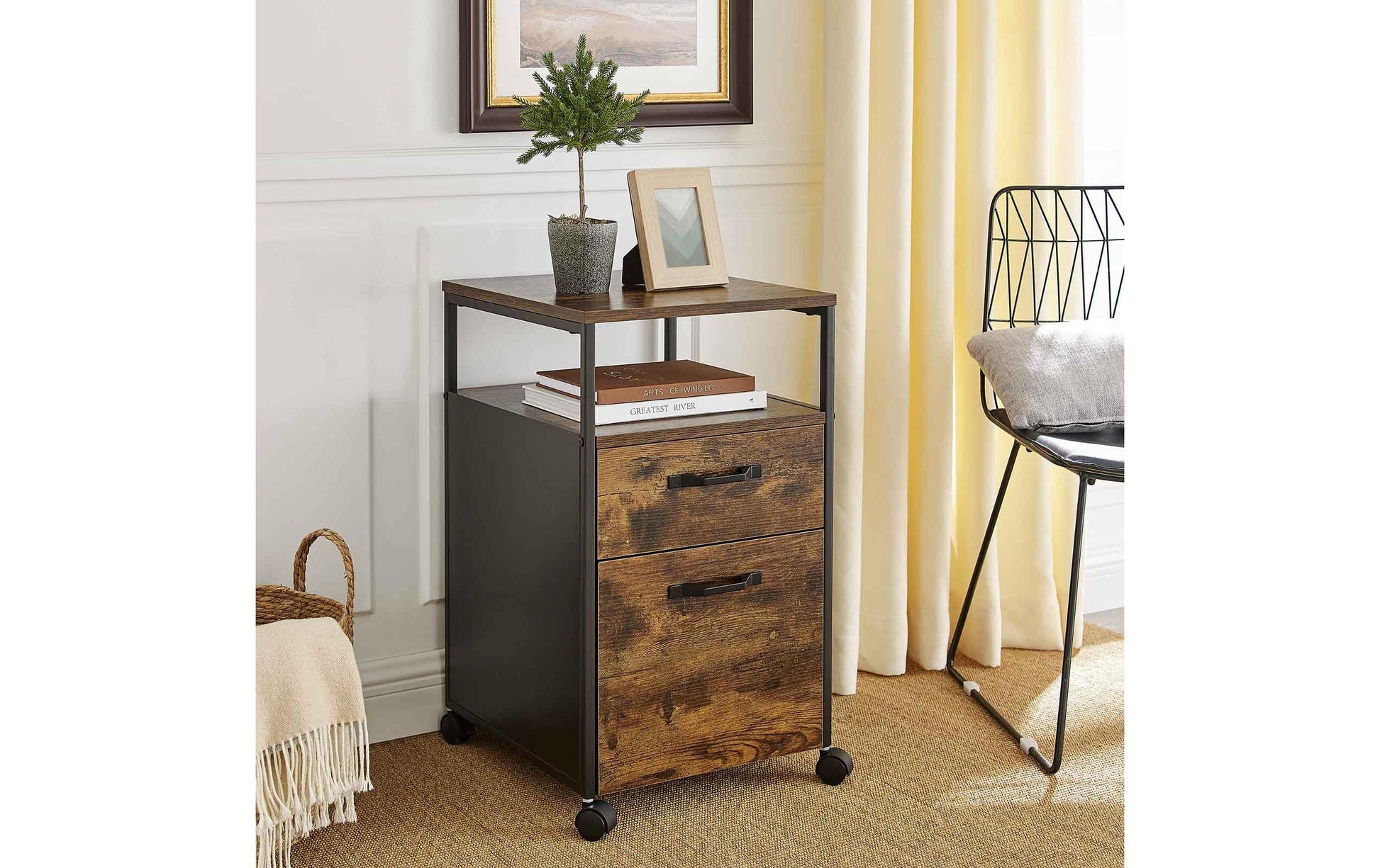 Vasagle Aktenschrank – Holz, Schwarz-Braun, 41 × 66 × 45 cm