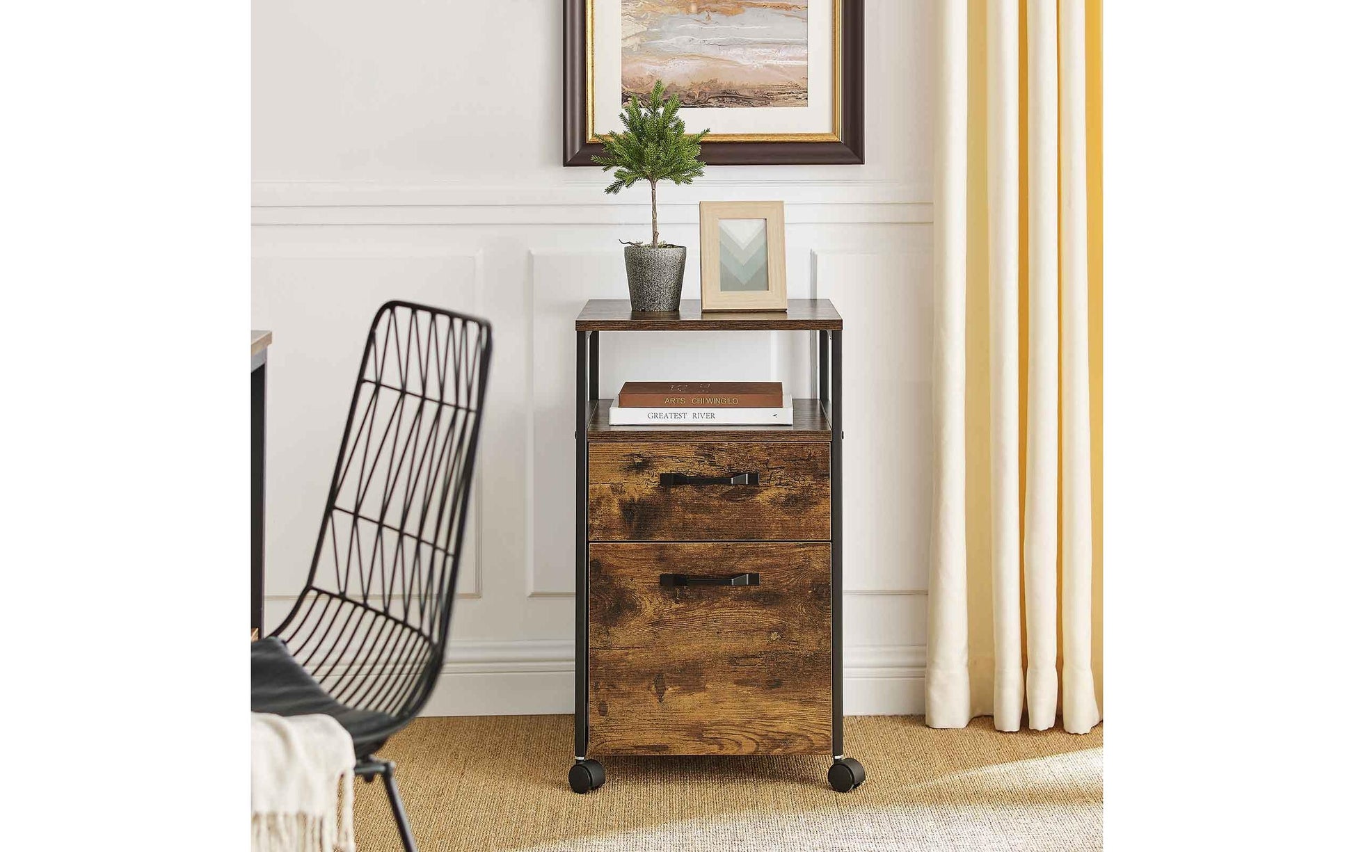 Vasagle Aktenschrank – Holz, Schwarz-Braun, 41 × 66 × 45 cm