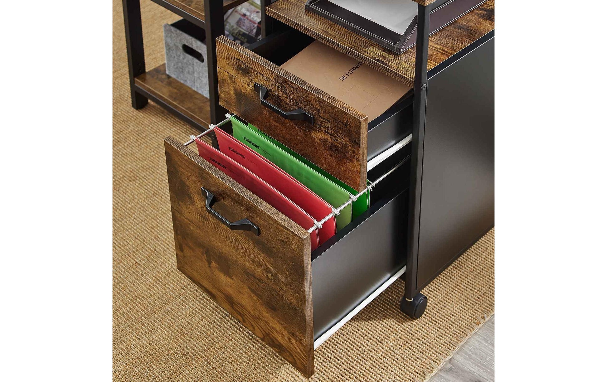 Vasagle Aktenschrank – Holz, Schwarz-Braun, 41 × 66 × 45 cm