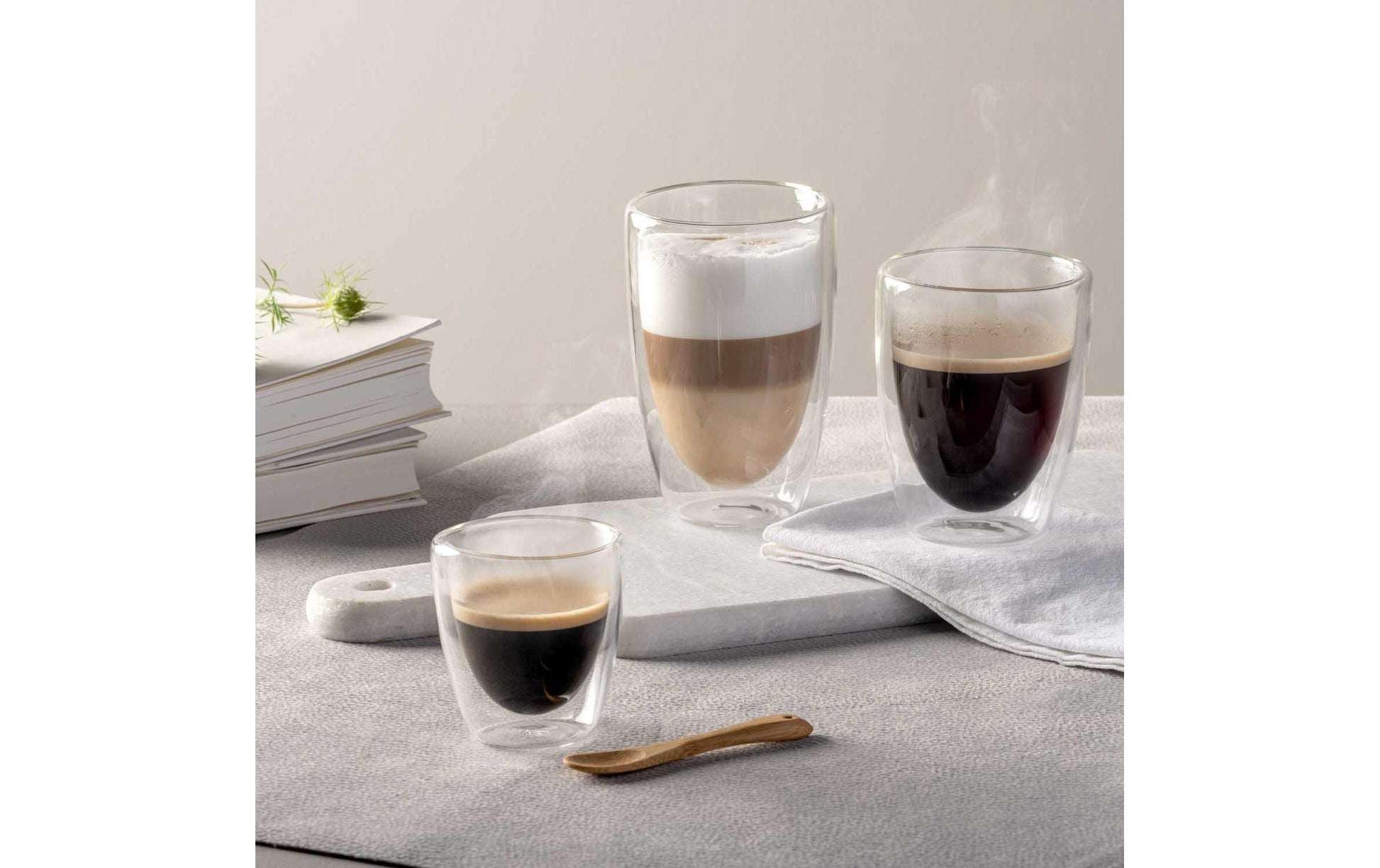 LEONARDO Tasse – 2er Set, 100 ml, Ø 6,3 cm, H 8,0 cm, Borosilikatglas, doppelwandig, spülmaschinenfest