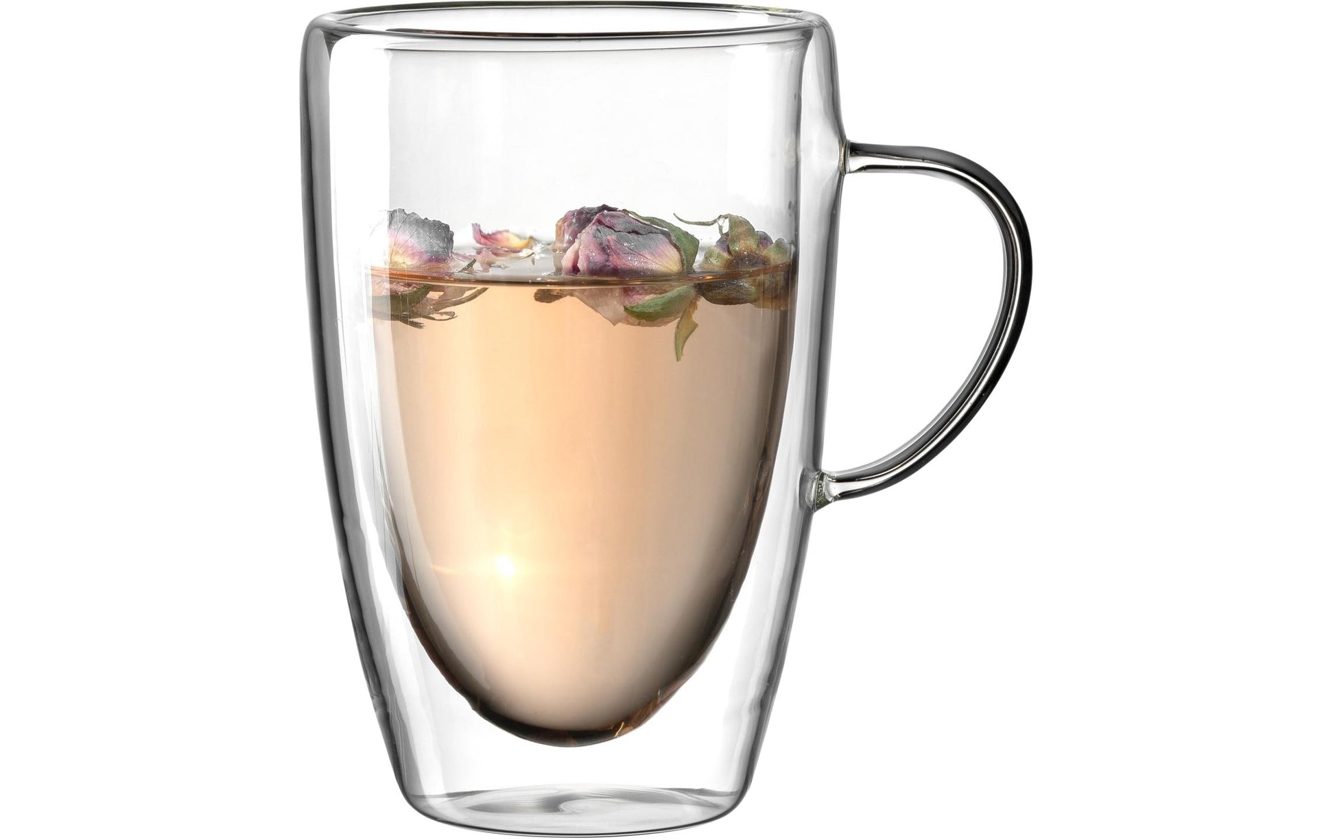 LEONARDO Duo Tasse – 0,40 l, Borosilikatglas, transparent, doppelwandig, Henkel, 4 Stück