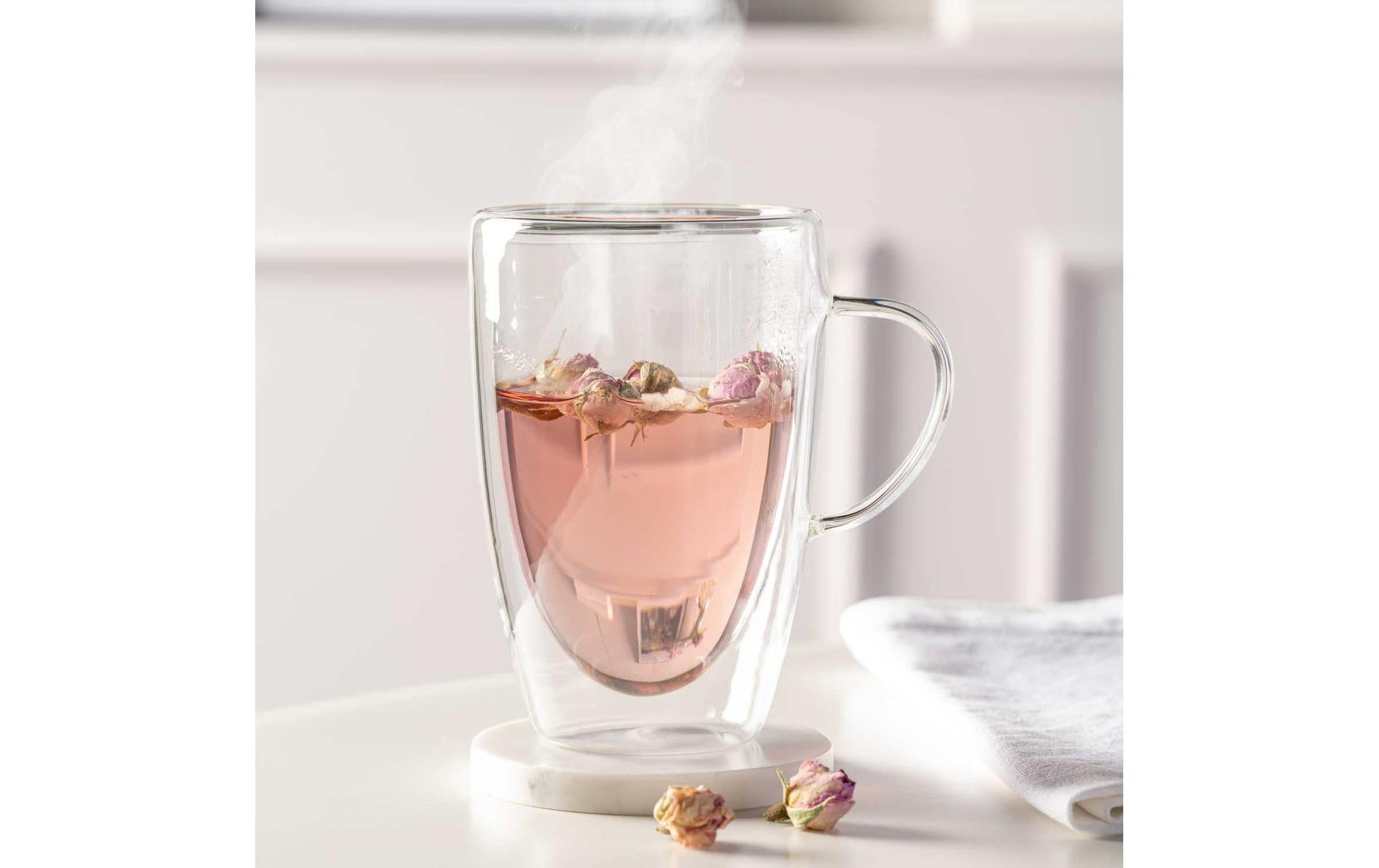 LEONARDO Duo Tasse – 0,40 l, Borosilikatglas, transparent, doppelwandig, Henkel, 4 Stück