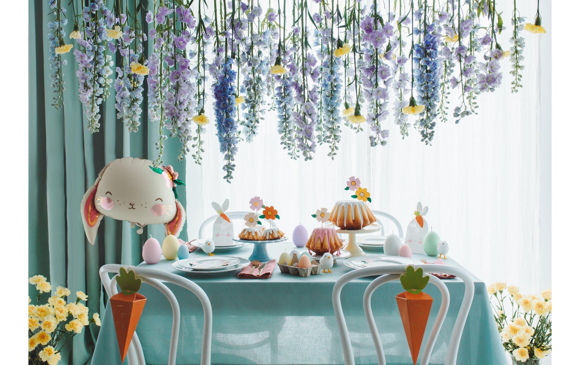 PartyDeco Folienballon – Hase – 65 × 55 cm – Folie, mehrfarbig