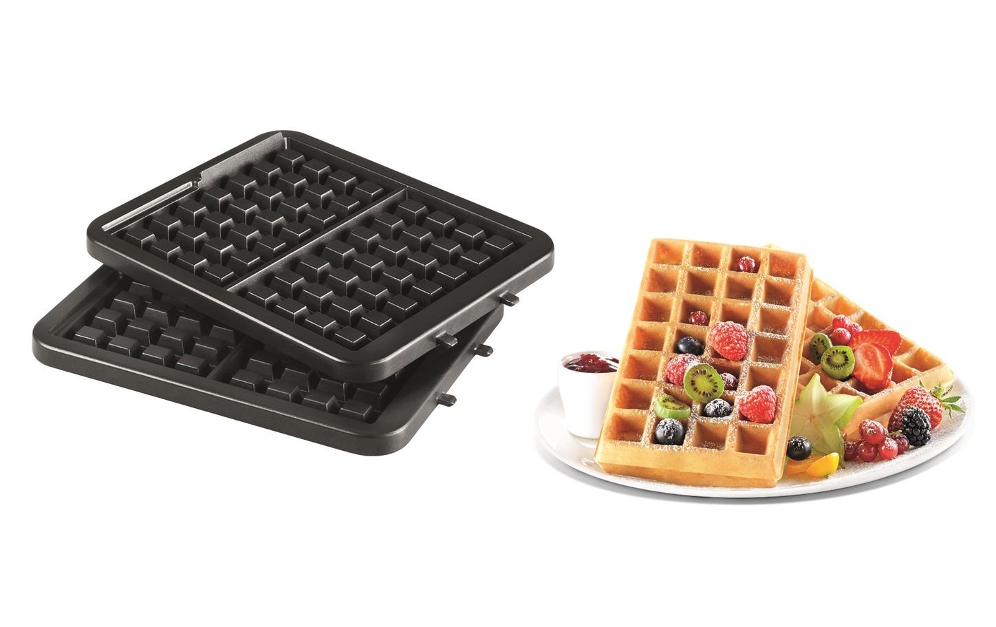 Tefal Waffeleisen WM755DCH – 2 Waffeln, 4in1 (Waffel/Toast/Panini/Grill), 1'200 W – Schwarz/Edelstahl