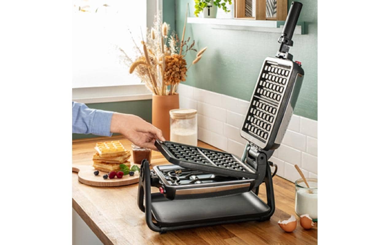 Tefal Waffeleisen WM755DCH – 2 Waffeln, 4in1 (Waffel/Toast/Panini/Grill), 1'200 W – Schwarz/Edelstahl