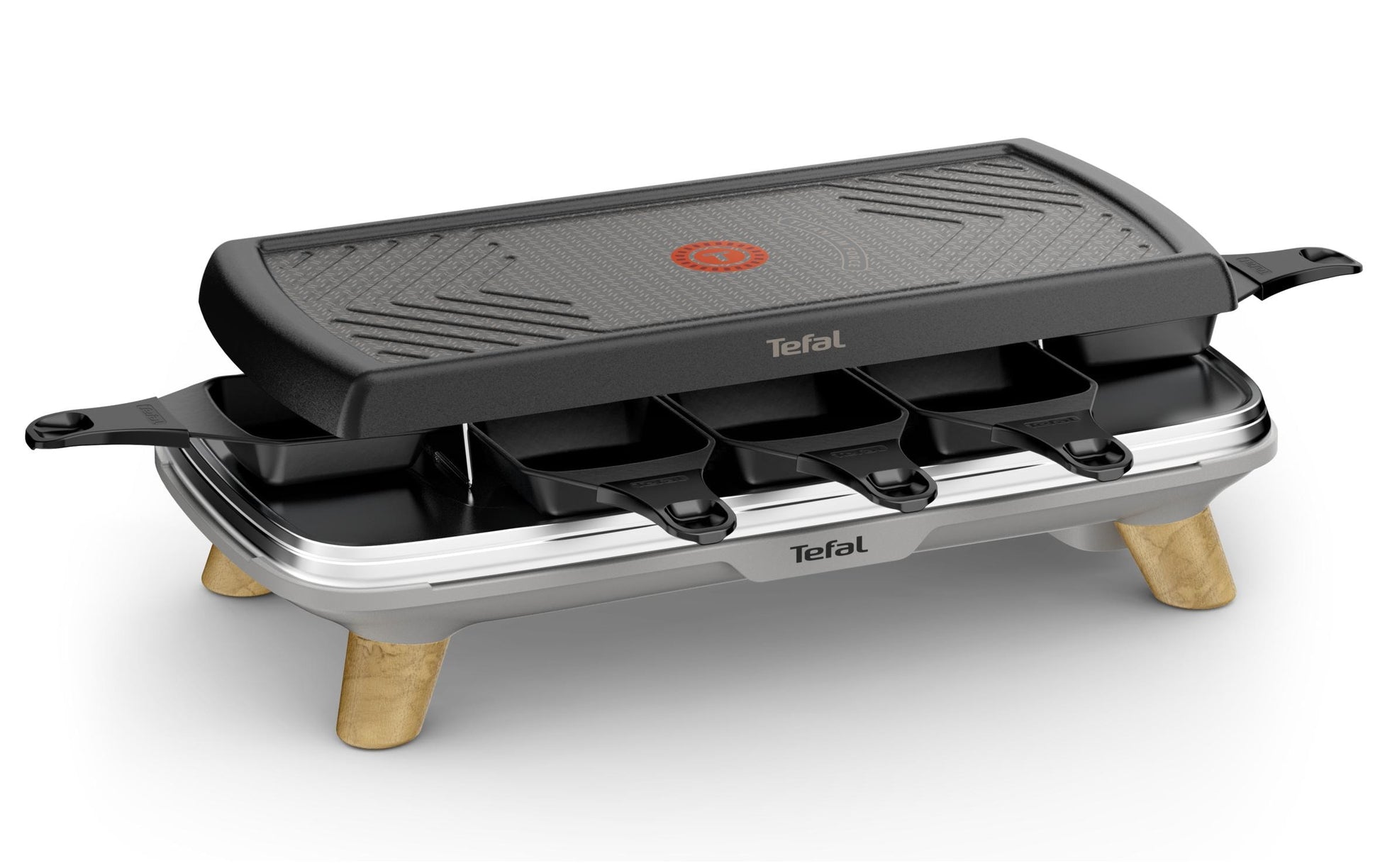 Tefal Raclette-Grill Gourmet RE610D – 8 Personen, Grill, 1350 W – Schwarz/Edelstahl