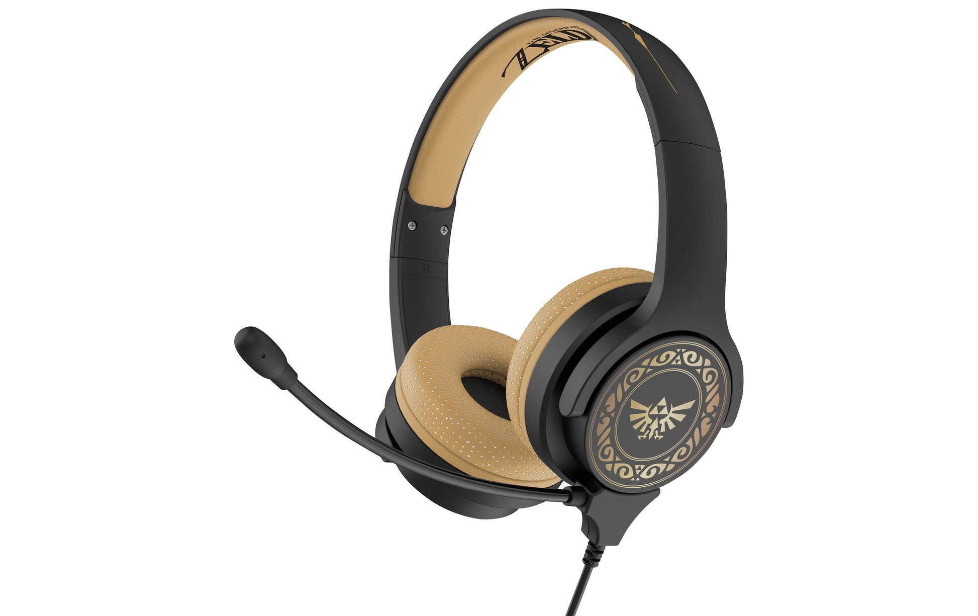 OTL Technologies Zelda Study – On-Ear Gaming-Headset – 3,5 mm Klinke, abnehmbares Boom-Mikrofon – Grau/Braun