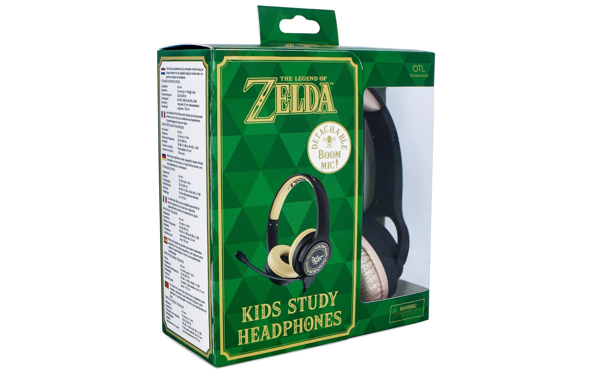 OTL Technologies Zelda Study – On-Ear Gaming-Headset – 3,5 mm Klinke, abnehmbares Boom-Mikrofon – Grau/Braun