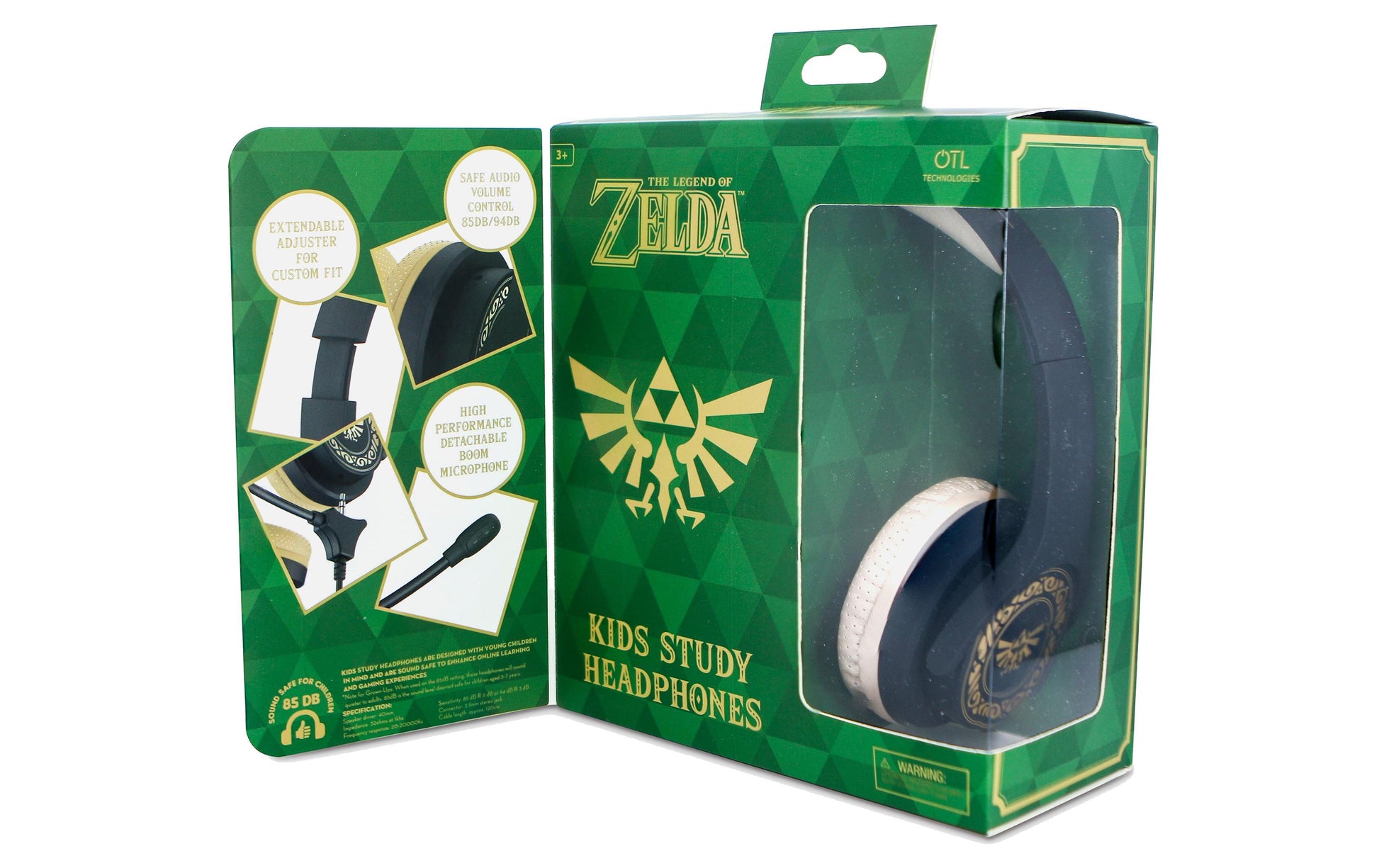 OTL Technologies Zelda Study – On-Ear Gaming-Headset – 3,5 mm Klinke, abnehmbares Boom-Mikrofon – Grau/Braun