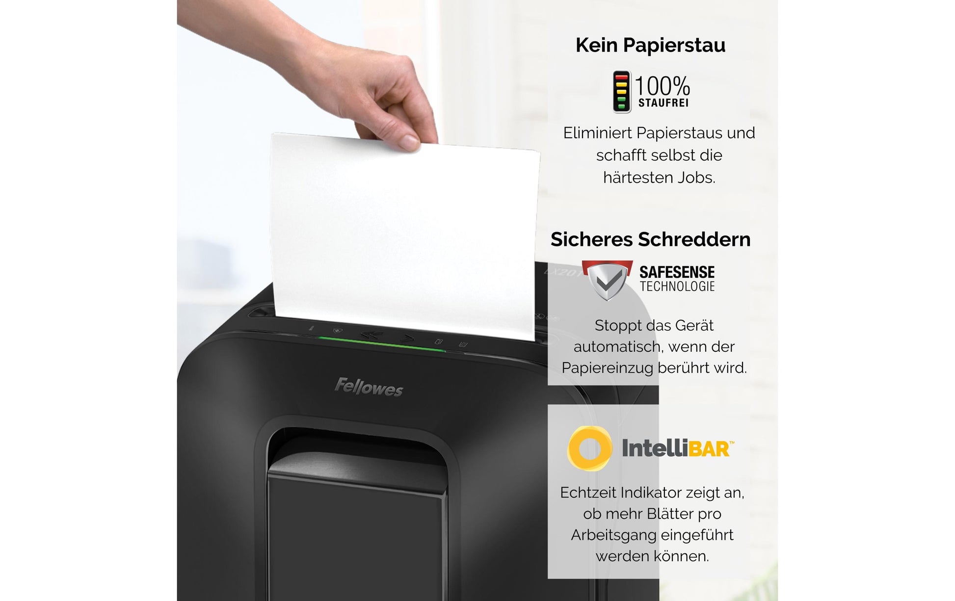 Fellowes LX201 – Aktenvernichter, DIN P-5, Mikroschnitt 2 × 12 mm, 12 Blatt, 22 l