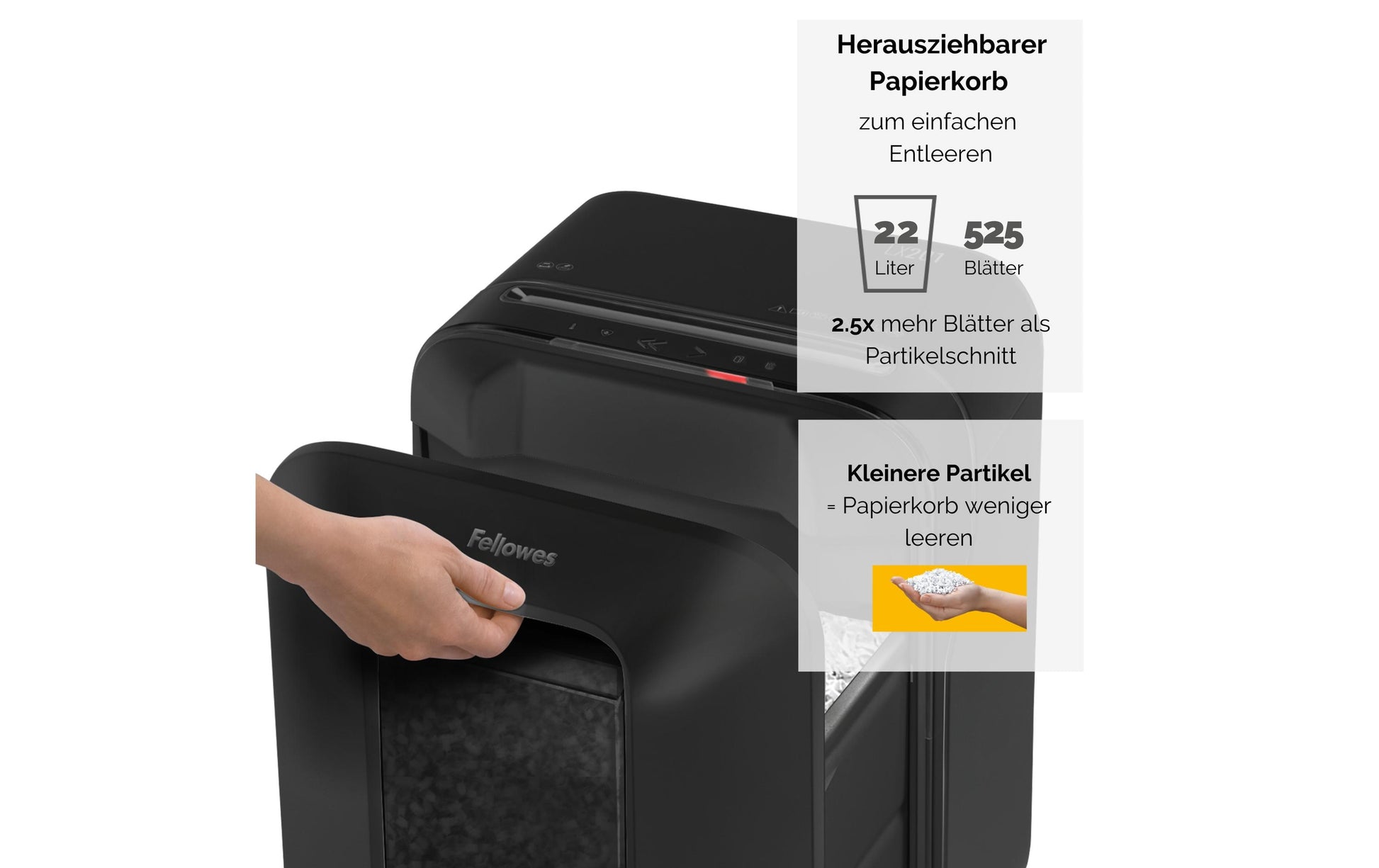 Fellowes LX201 – Aktenvernichter, DIN P-5, Mikroschnitt 2 × 12 mm, 12 Blatt, 22 l