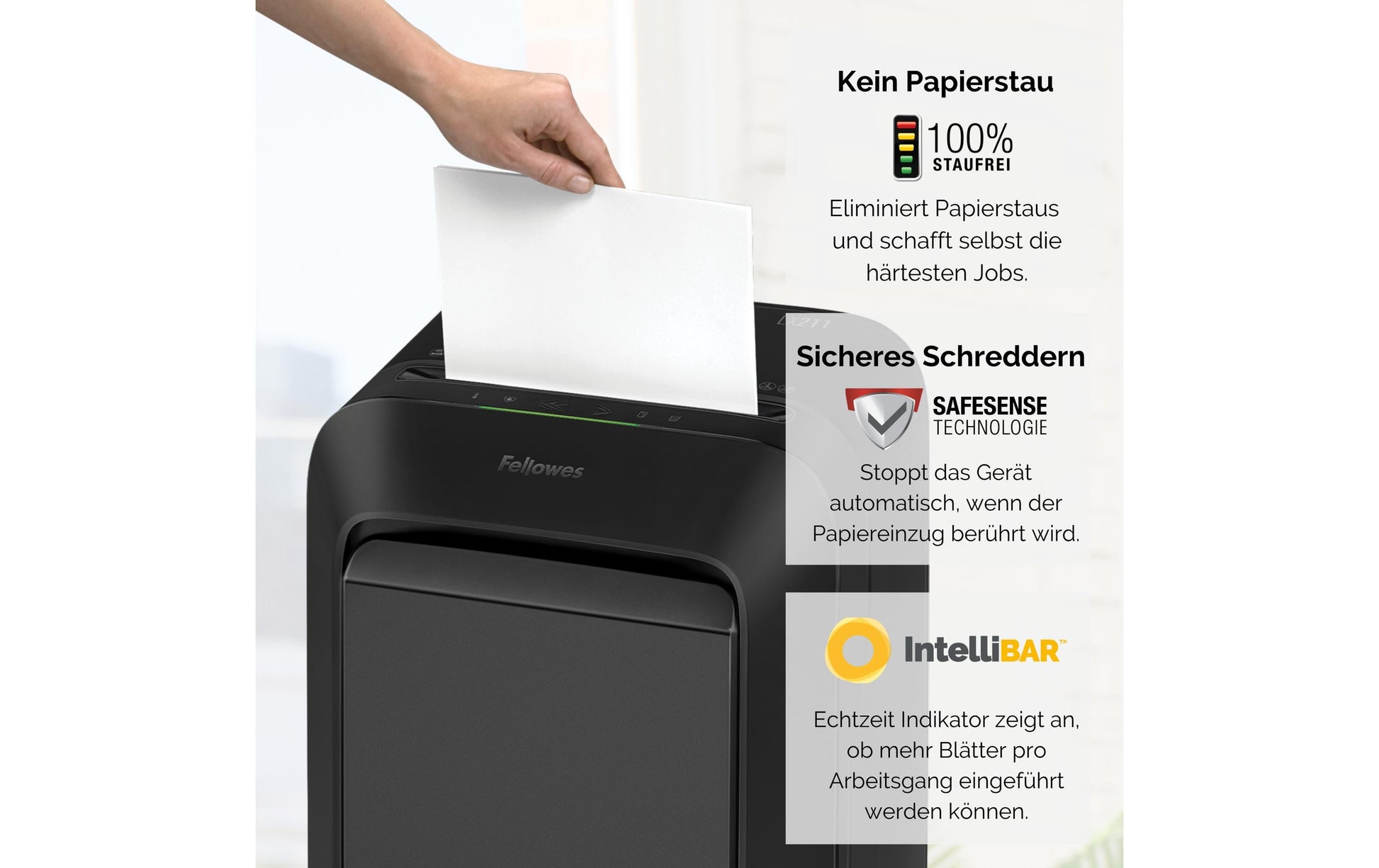 Fellowes LX211 – Aktenvernichter, DIN P-5, Mikroschnitt 2 × 12 mm, 15 Blatt, 23 l