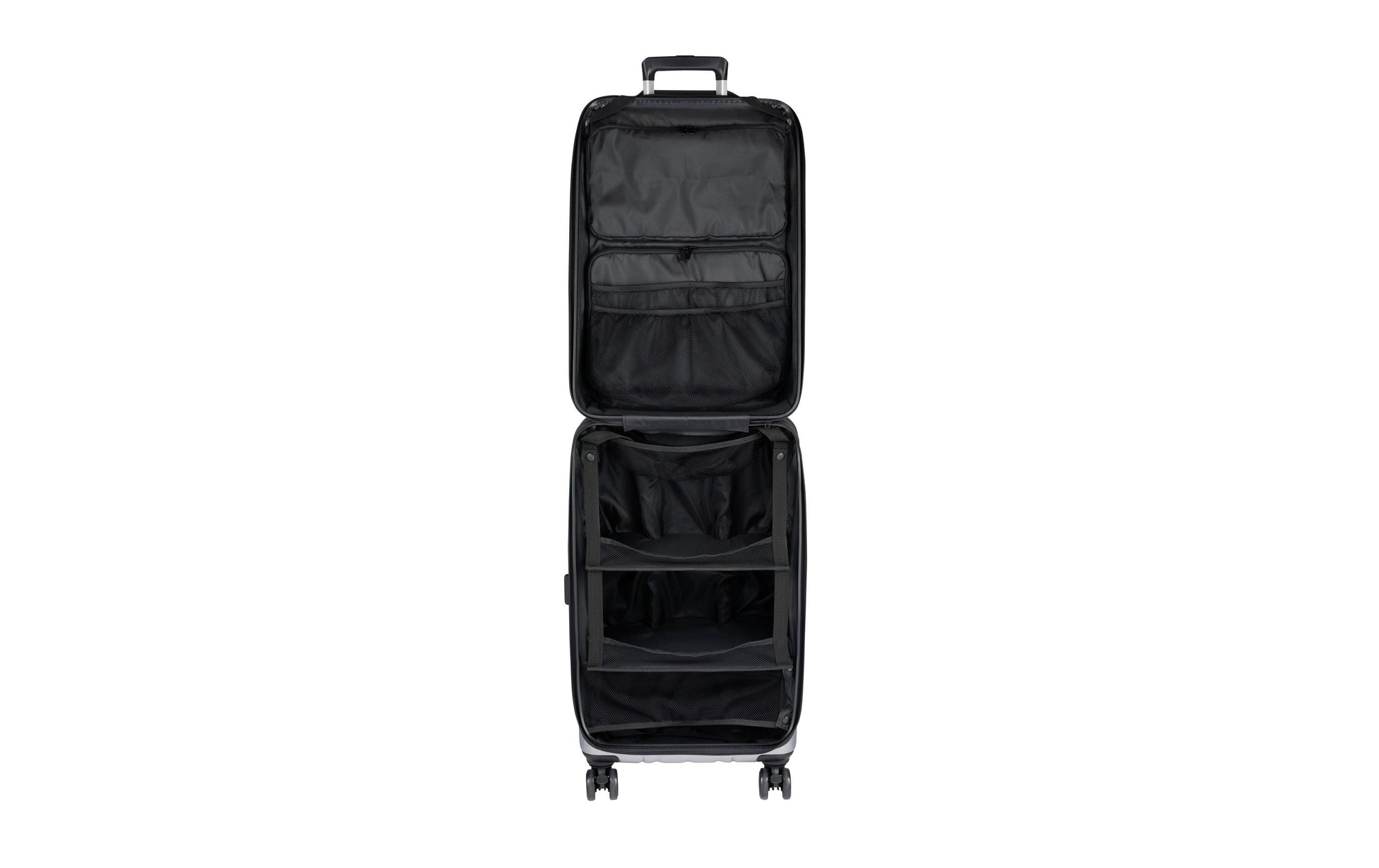 Casyro Trolley – 120 l, Hartschale PC, 4 Rollen, mit TSA, Grau, 50 × 77 × 30 cm