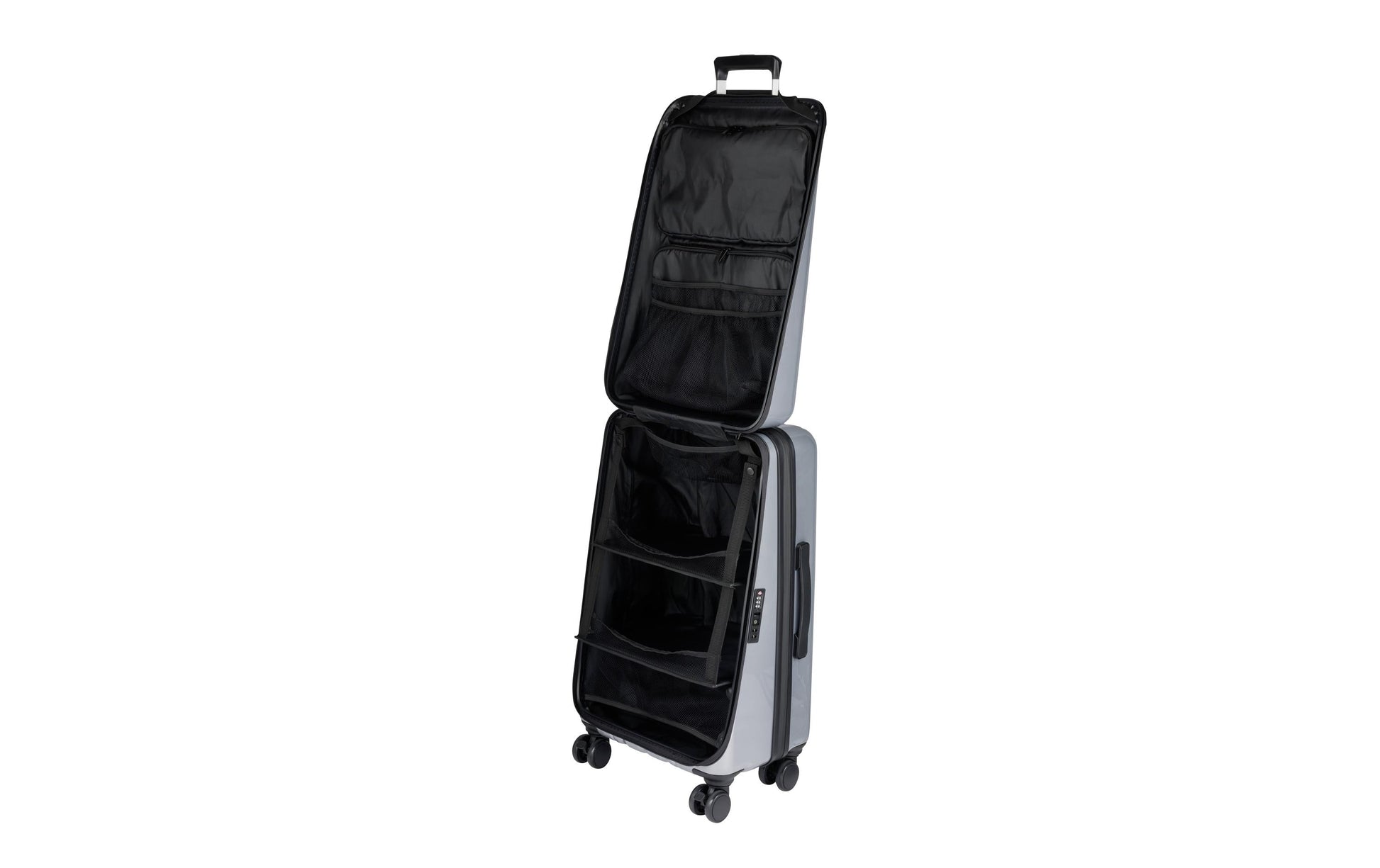 Casyro Trolley – 120 l, Hartschale PC, 4 Rollen, mit TSA, Grau, 50 × 77 × 30 cm