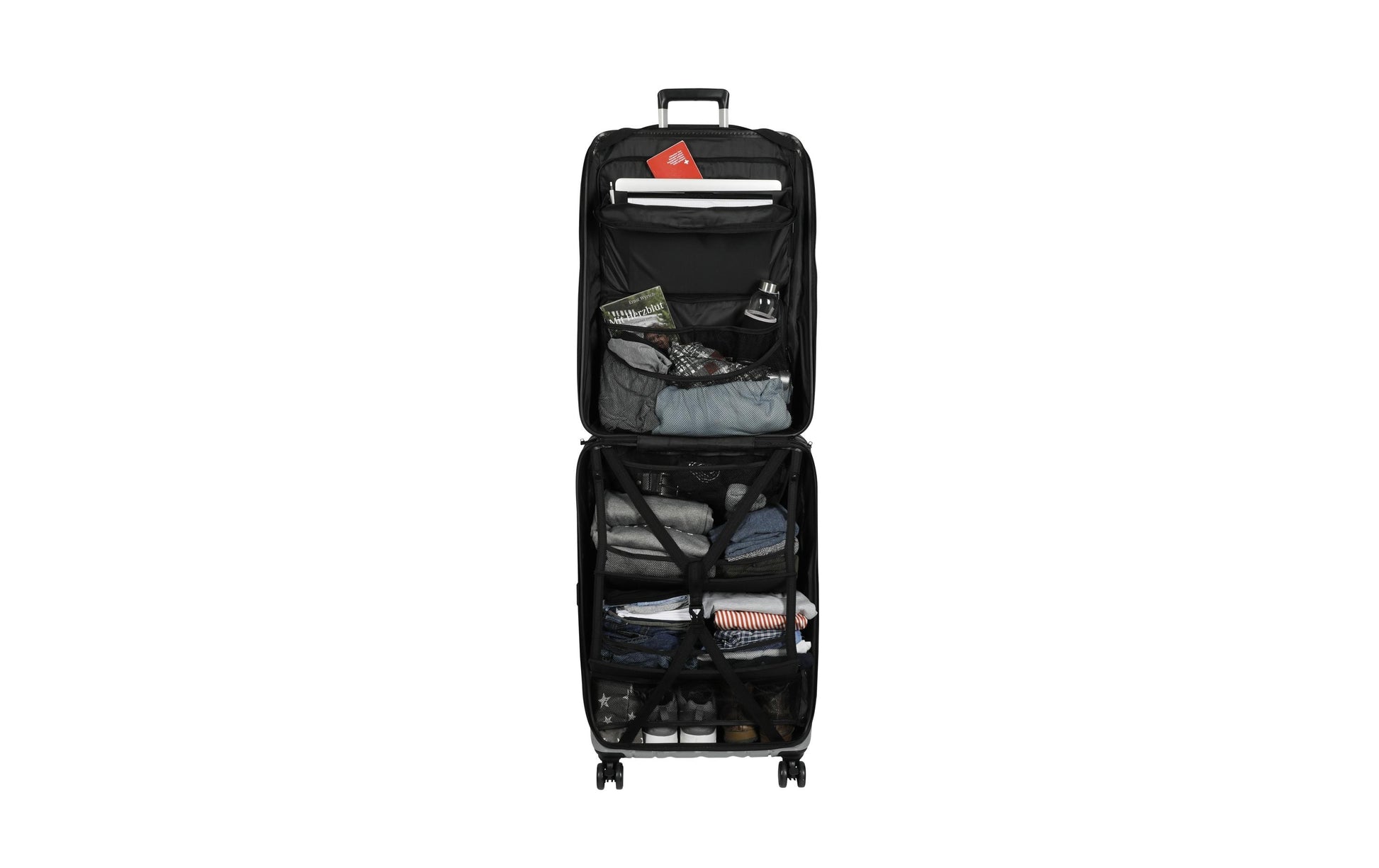 Casyro Trolley – 120 l, Hartschale PC, 4 Rollen, mit TSA, Anthrazit, 50 × 77 × 30 cm