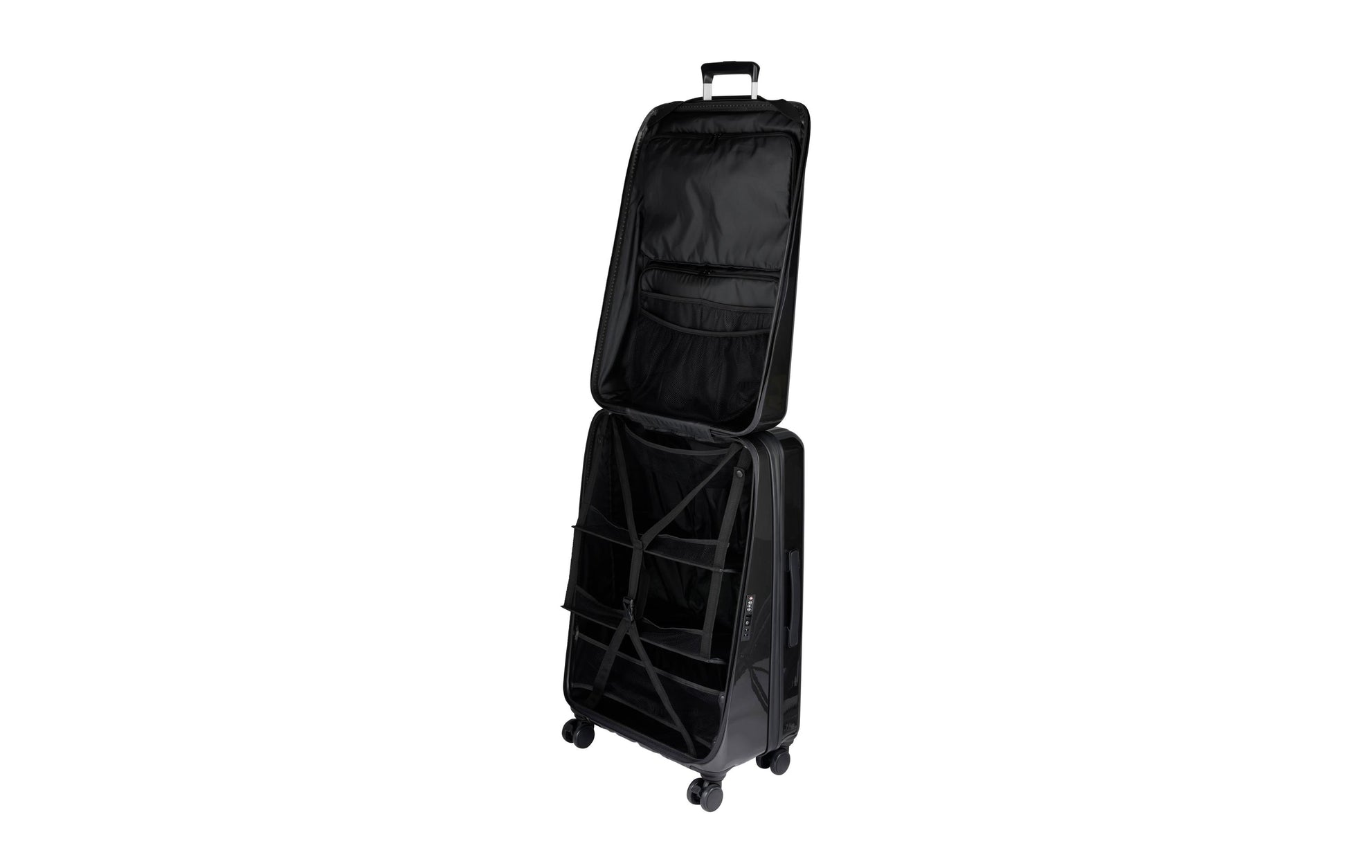 Casyro Trolley – 120 l, Hartschale PC, 4 Rollen, mit TSA, Anthrazit, 50 × 77 × 30 cm