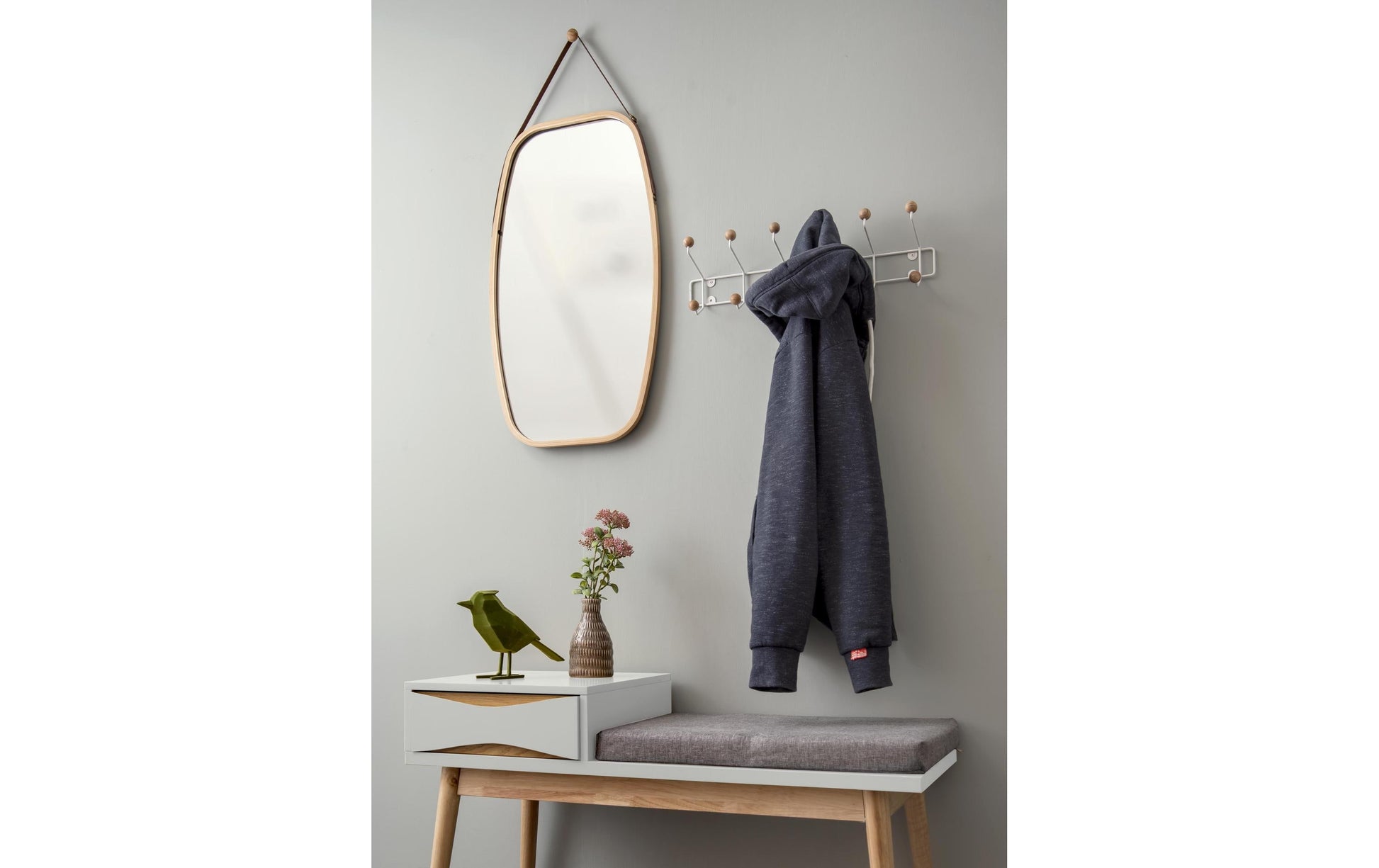 present time Wandgarderobe – 12 Haken, Holz/Metall, Braun, 53,5 × 14 × 15 cm