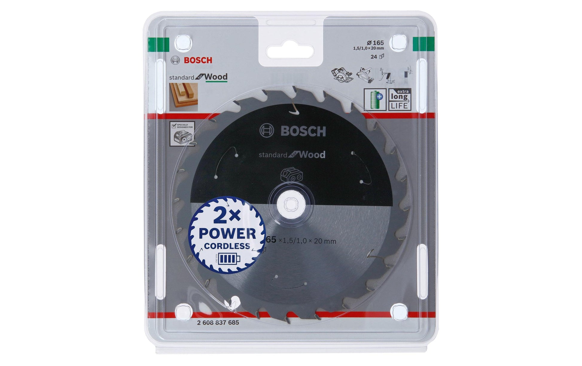 Bosch Professionelles Kreissägeblatt 165 × 20 × 1,5 mm, 24 Zähne – ATB – für Holz – 1 Stück