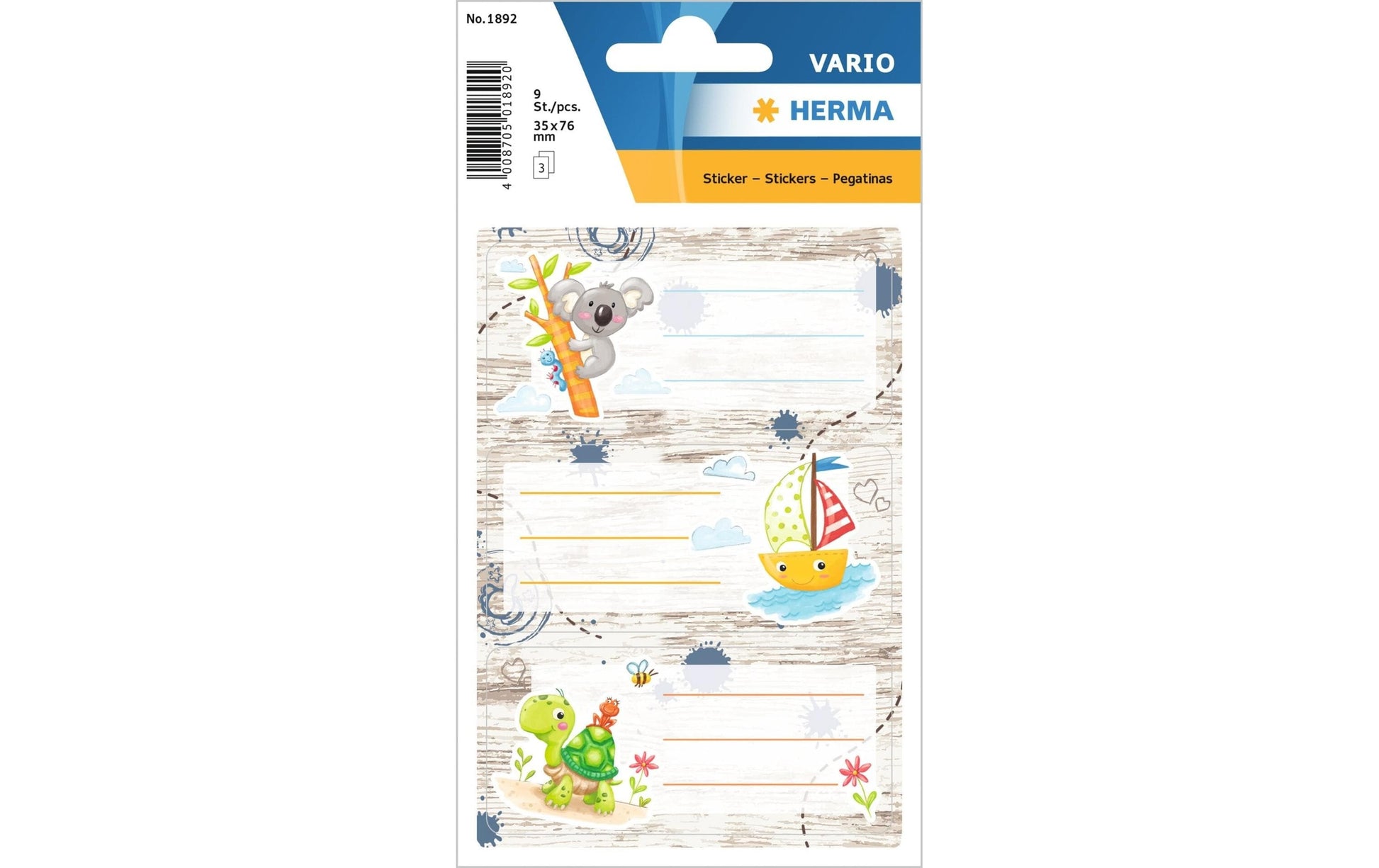 HERMA Vario Schuletiketten – Motiv Sandkastenfreunde – 35×76 mm, Abgerundete Ecken, 9 Stück, 3 Bögen, Papier
