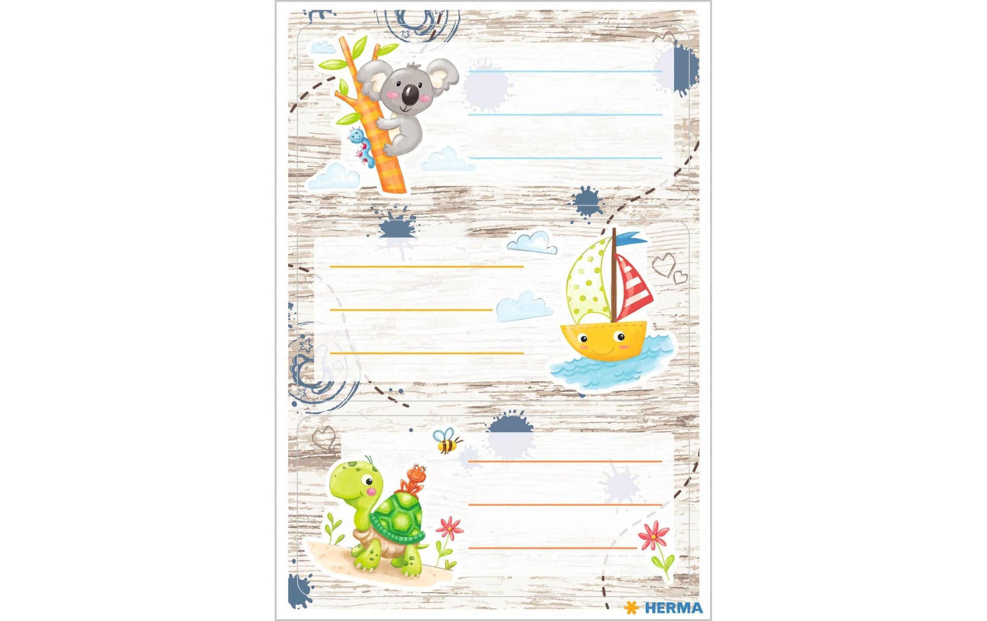 HERMA Vario Schuletiketten – Motiv Sandkastenfreunde – 35×76 mm, Abgerundete Ecken, 9 Stück, 3 Bögen, Papier