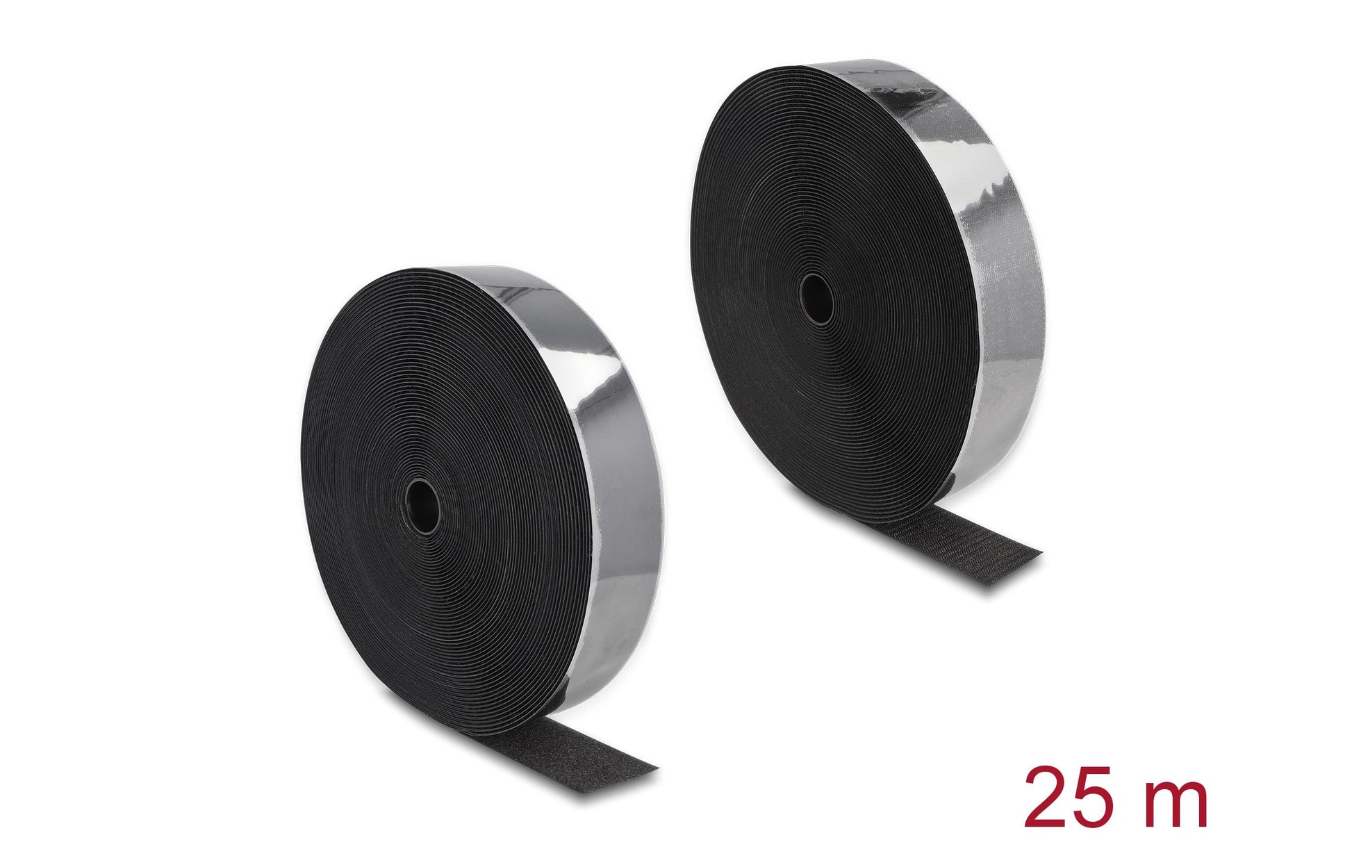 DeLOCK Klettband, 25 m × 50 mm, selbstklebend – schwarz