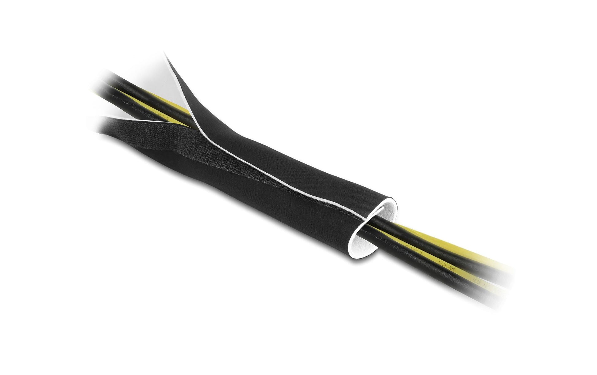 DeLOCK Kabelschlauch, Ø 35 mm × 1,5 m, zuschneidbar, Klettverschluss – schwarz/weiss