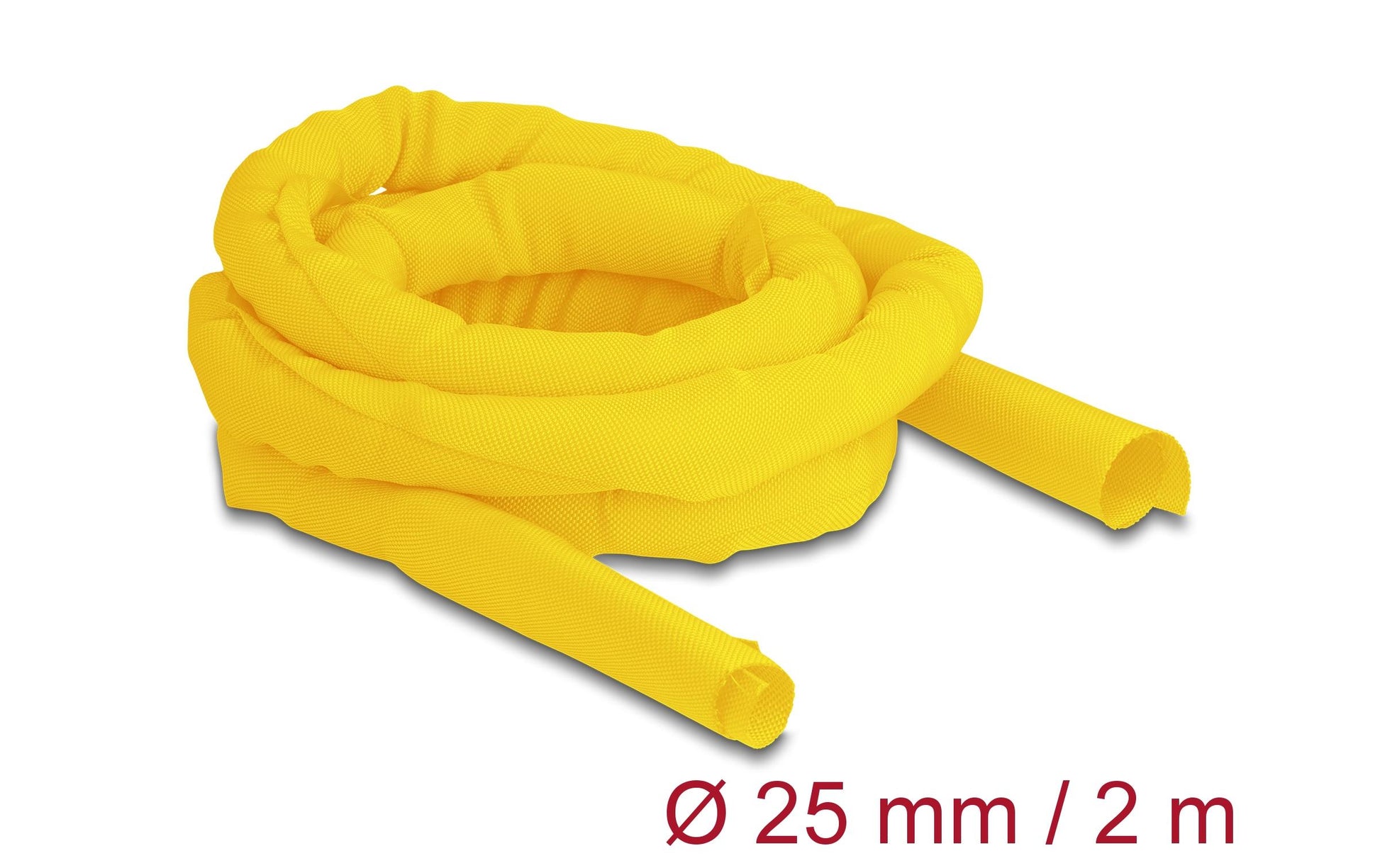 DeLOCK Kabelschlauch, Ø 25–26 mm, 2 m, selbstschliessend, hitzebeständig, zuschneidbar – Gelb