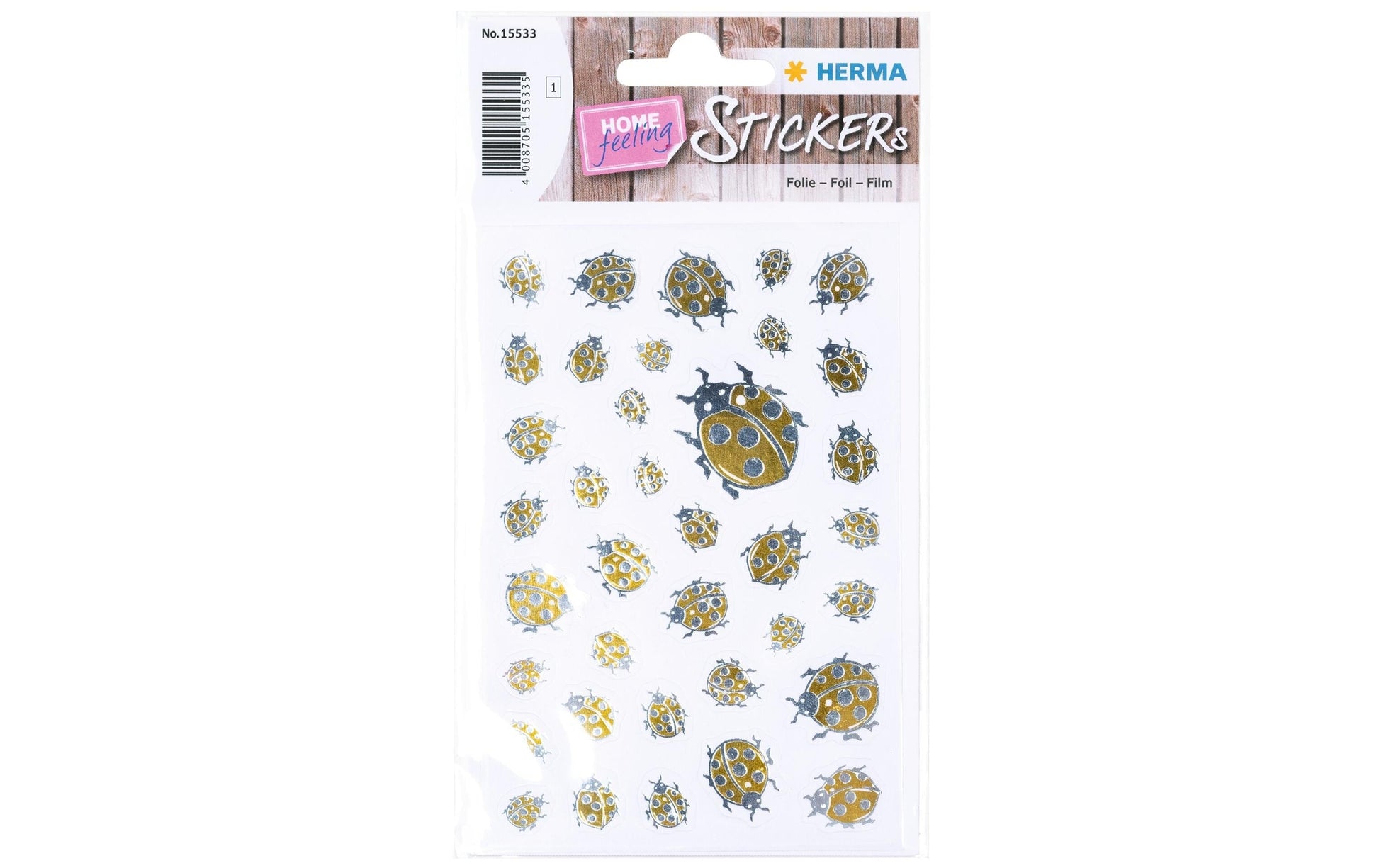 HERMA Geschenketiketten Home Feeling – Goldkäfer – 38 Etiketten – permanent, Folie – Bogen 84 × 120 mm