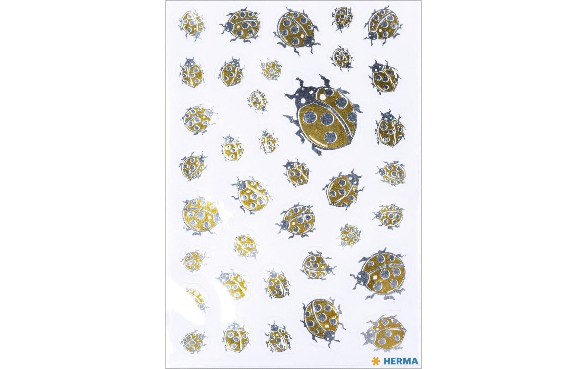 HERMA Geschenketiketten Home Feeling – Goldkäfer – 38 Etiketten – permanent, Folie – Bogen 84 × 120 mm
