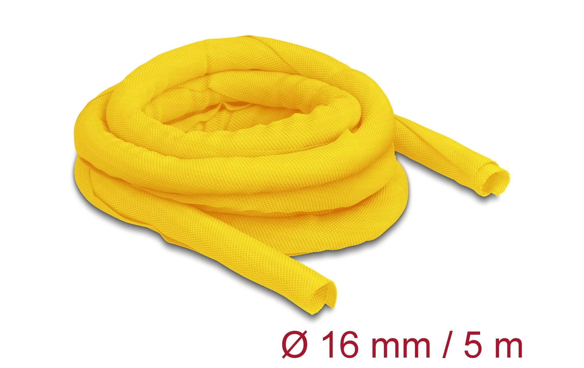 DeLOCK Kabelschlauch – 16 mm × 5,00 m, Polyester, Gelb, selbstschliessend, hitzebeständig, zuschneidbar