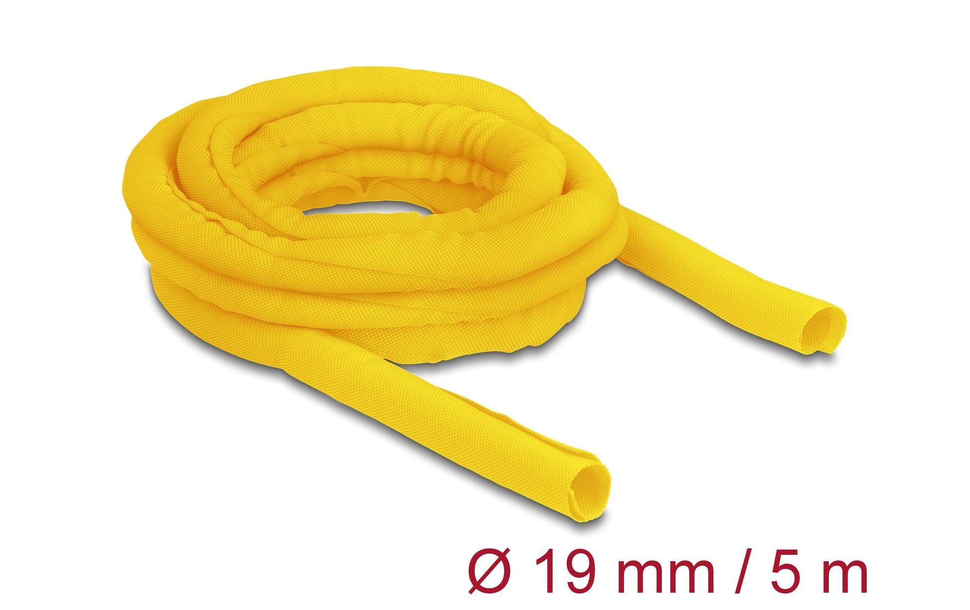 DeLOCK Kabelschlauch – 19 mm × 5,00 m, Polyester, Gelb, zuschneidbar, hitzebeständig, 1er-Pack