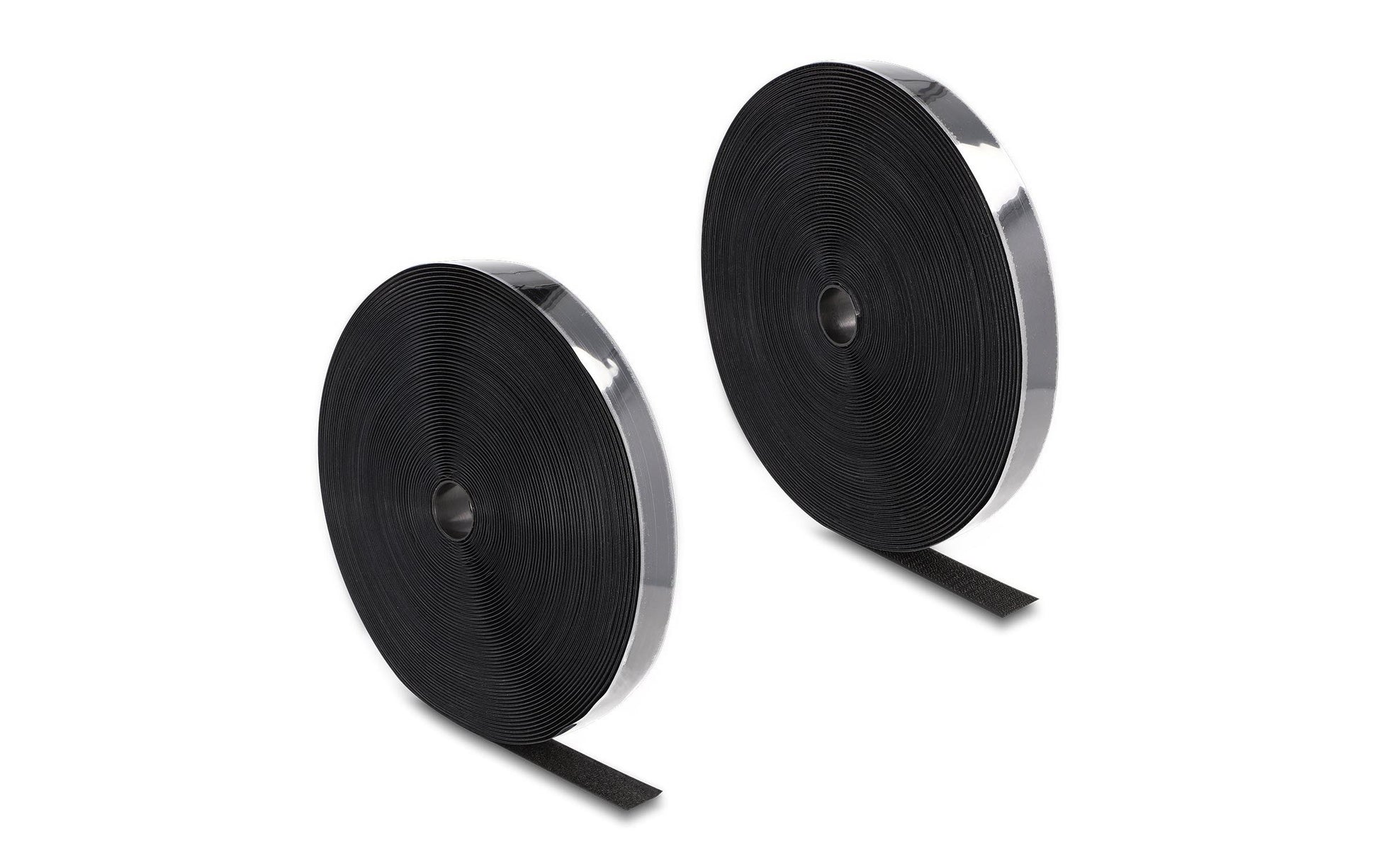 DeLOCK Klettband – 25 mm × 25 m, Schwarz, Nylon/Polyester, Selbstklebend, 1 Stück