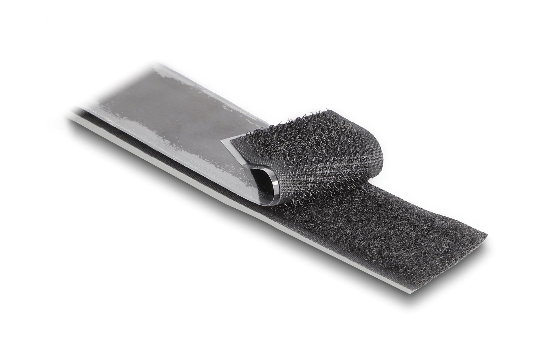 DeLOCK Klettband – 25 mm × 25 m, Schwarz, Nylon/Polyester, Selbstklebend, 1 Stück