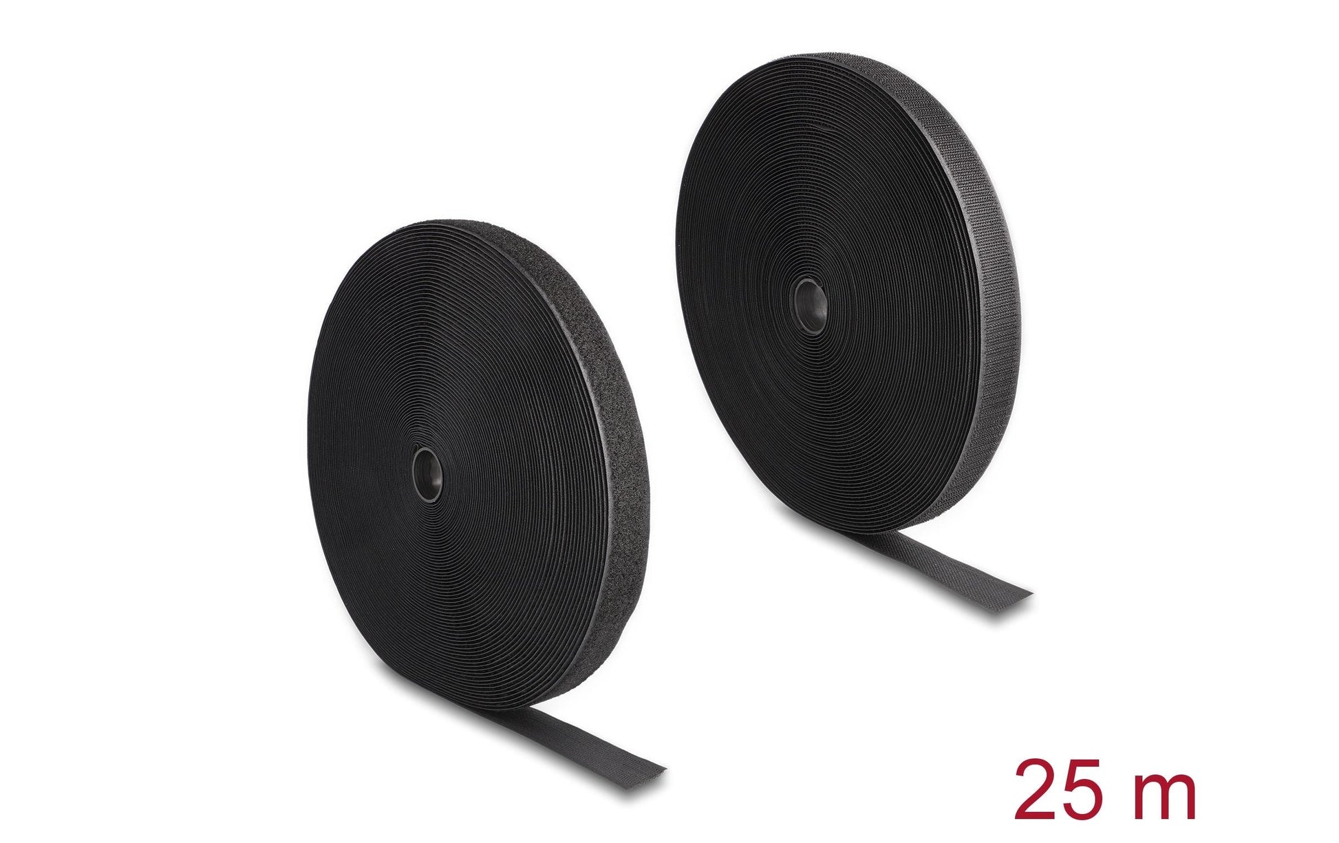 DeLOCK Klettband, 25 mm × 25 m, schwarz, 1 Stück