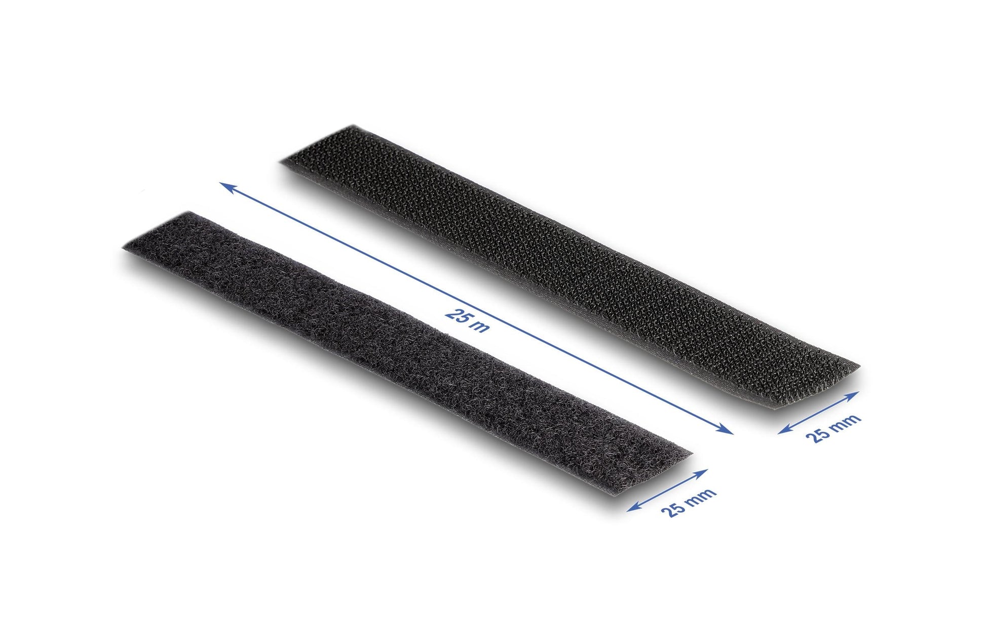DeLOCK Klettband, 25 mm × 25 m, schwarz, 1 Stück