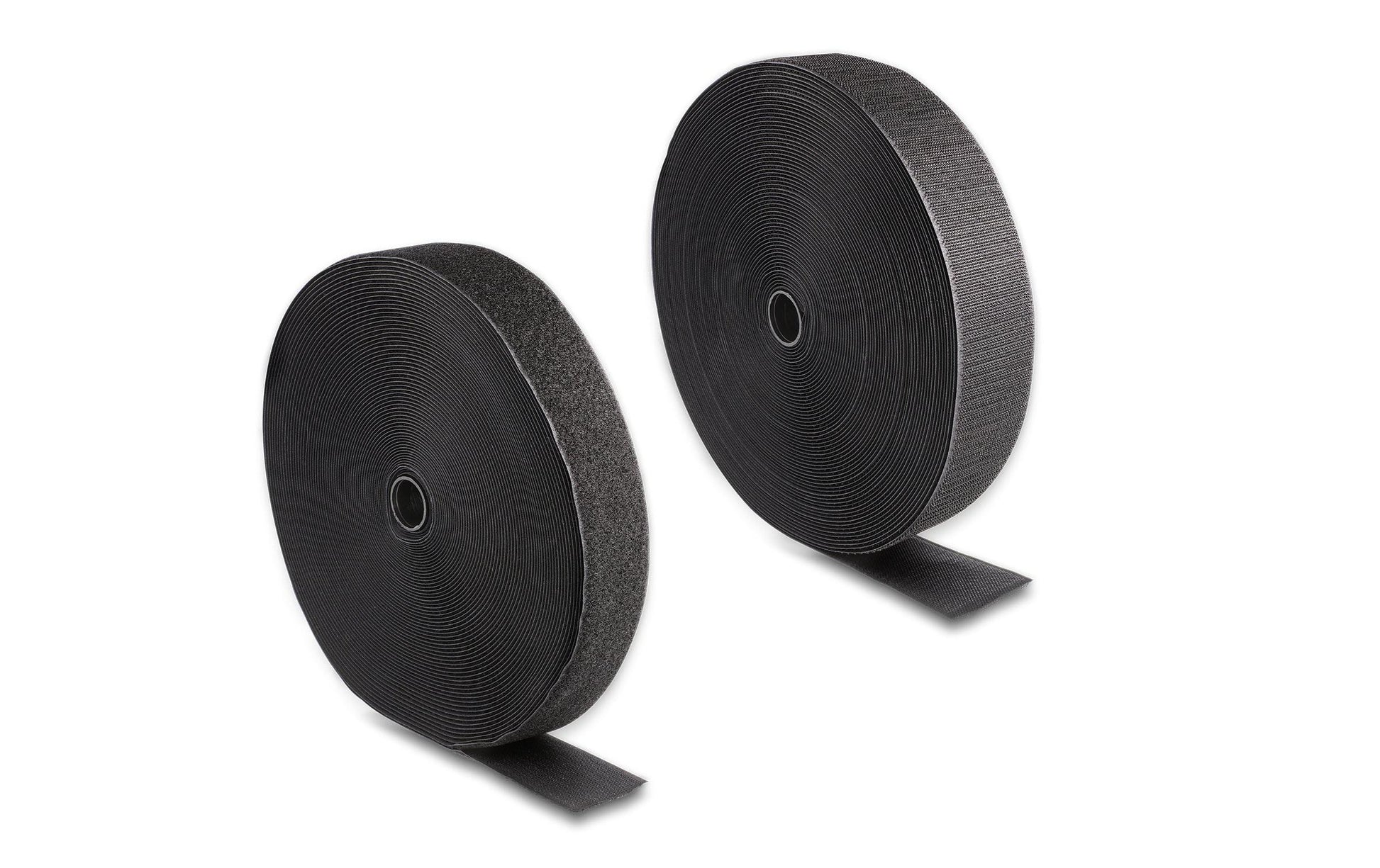 DeLOCK Klettband 25 m × 50 mm, Polyamid, Schwarz, Wiederverwendbar